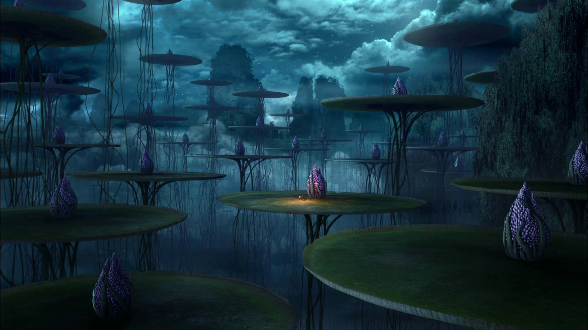 Dragon Hunters, twilight swamp, giant lily pads, Full HD Desktop Wallpaper