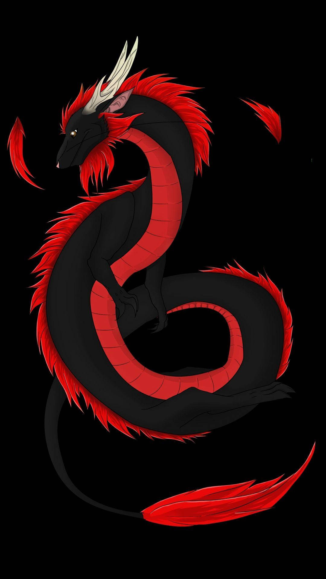 red and black dragon, black dragon, vibrant red spikes, Full HD Phone Wallpaper