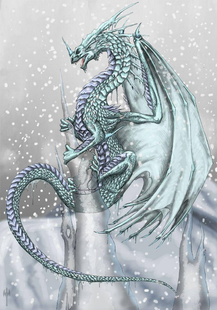 Snow White Dragon, icy blue, frozen pillar, SD Phone Wallpaper