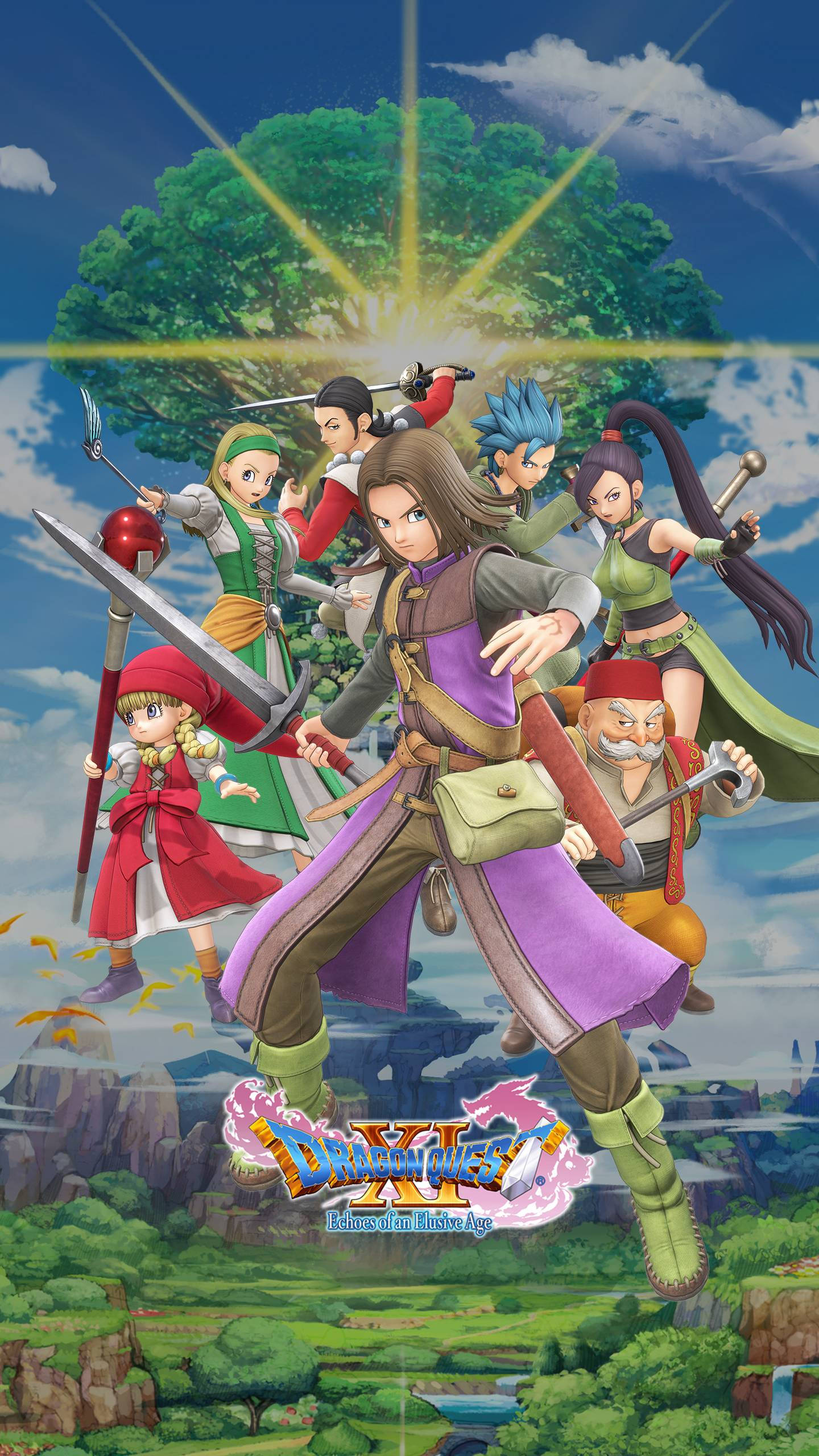 Dragon Quest, iPhone, anime group of adventurers, 2K Phone Wallpaper