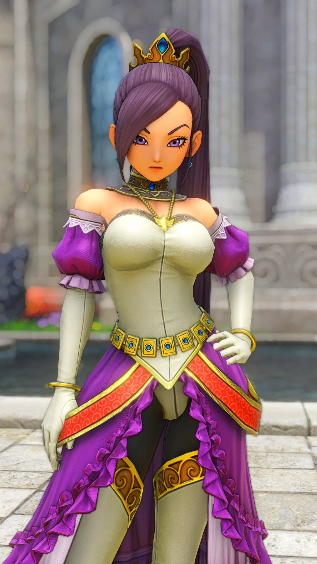 Dragon Quest iPhone, anime princess, purple hair, Full HD Phone Wallpaper