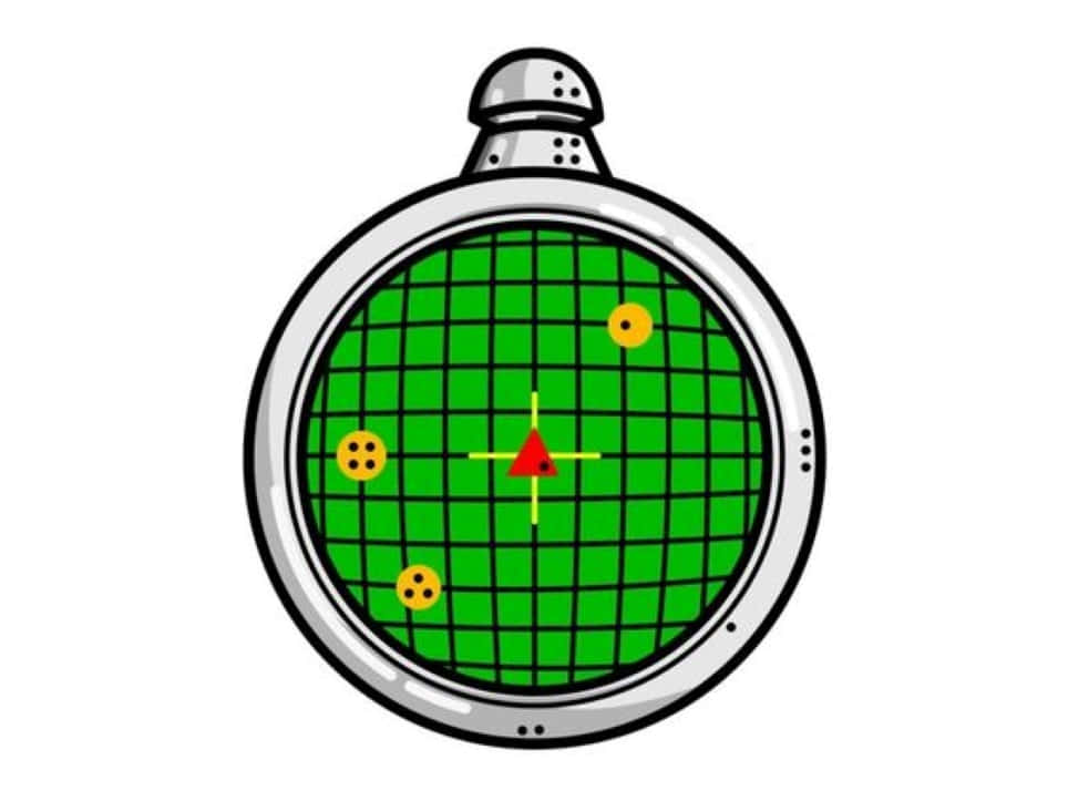 Dragon Radar, green background, cartoon-style targeting scope, SD Desktop Wallpaper