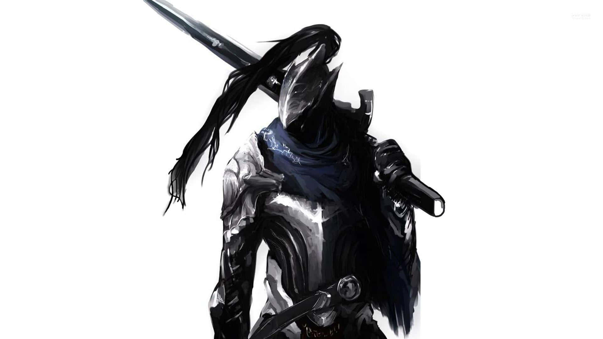 Dragon Slayer Ornstein, dark armored warrior, long black hair, Full HD Desktop Wallpaper