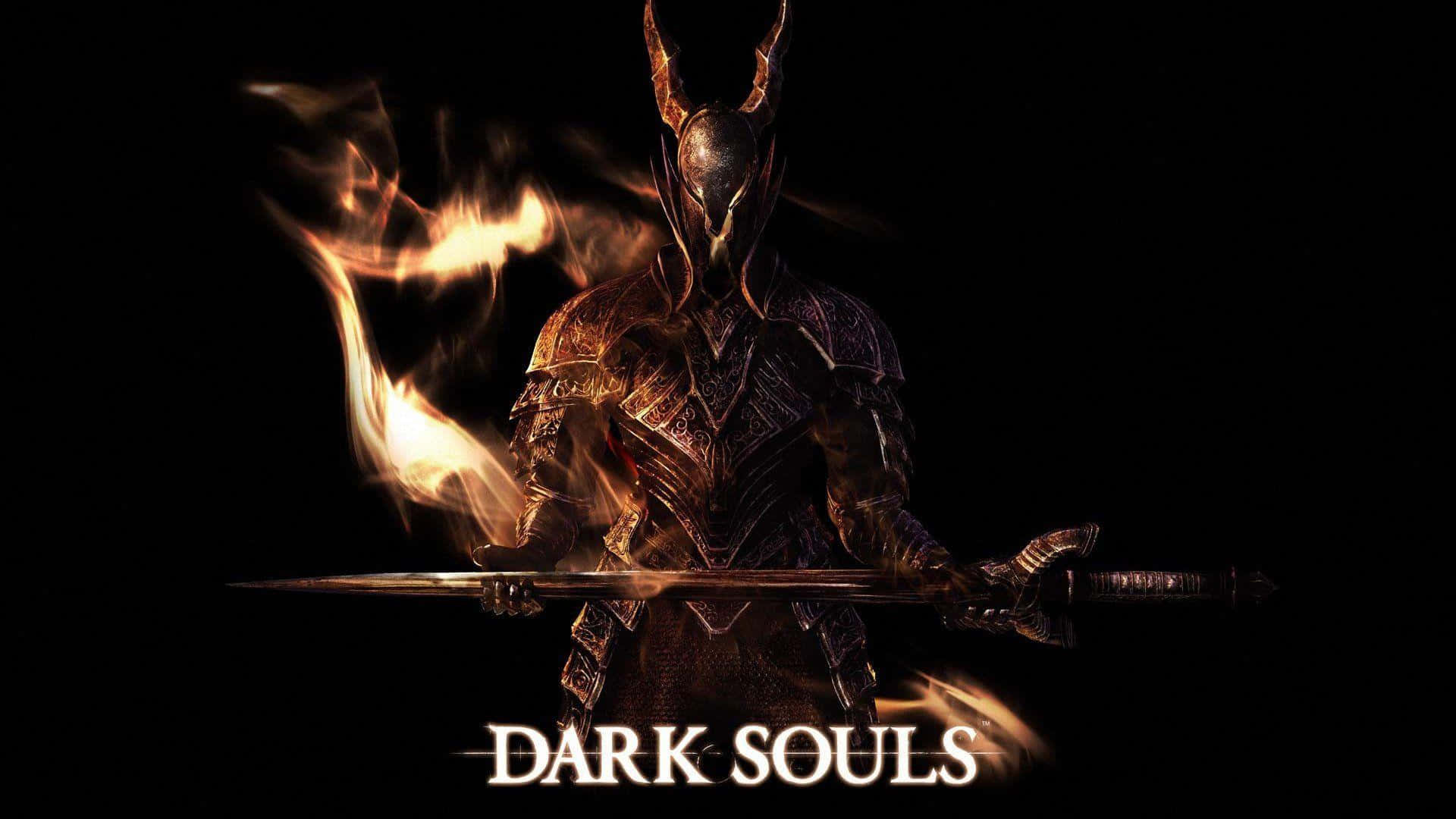 Dragon Slayer Ornstein, flaming sword, dark knight, Full HD Desktop Wallpaper