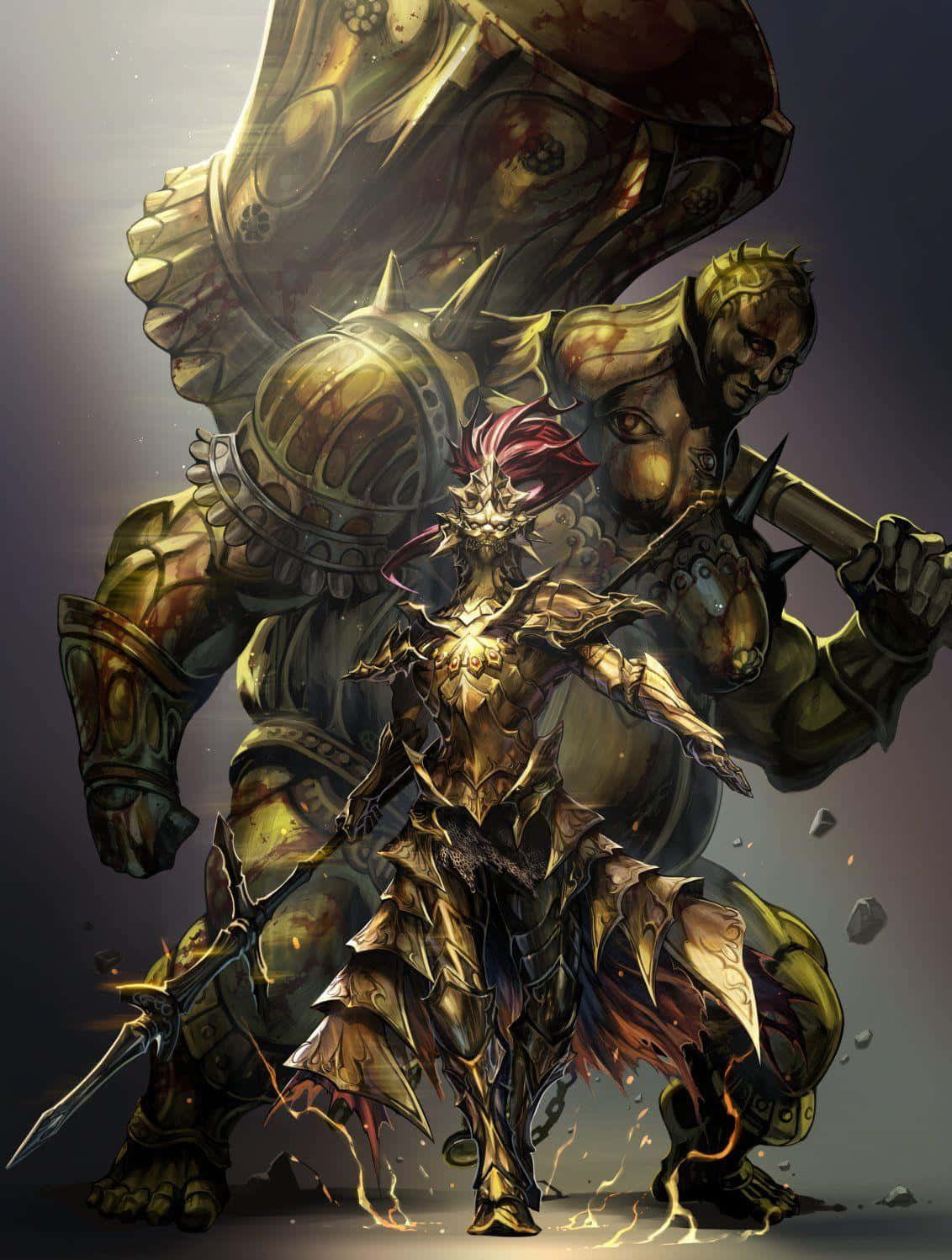 Dragon Slayer Ornstein, golden armor, towering armored giant, HD Phone Wallpaper