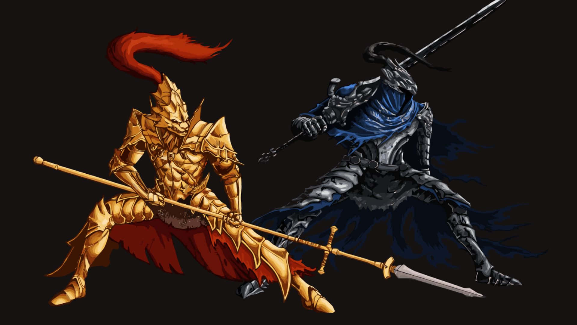 Dragon Slayer Ornstein, gold armor, red cape, Full HD Desktop Wallpaper
