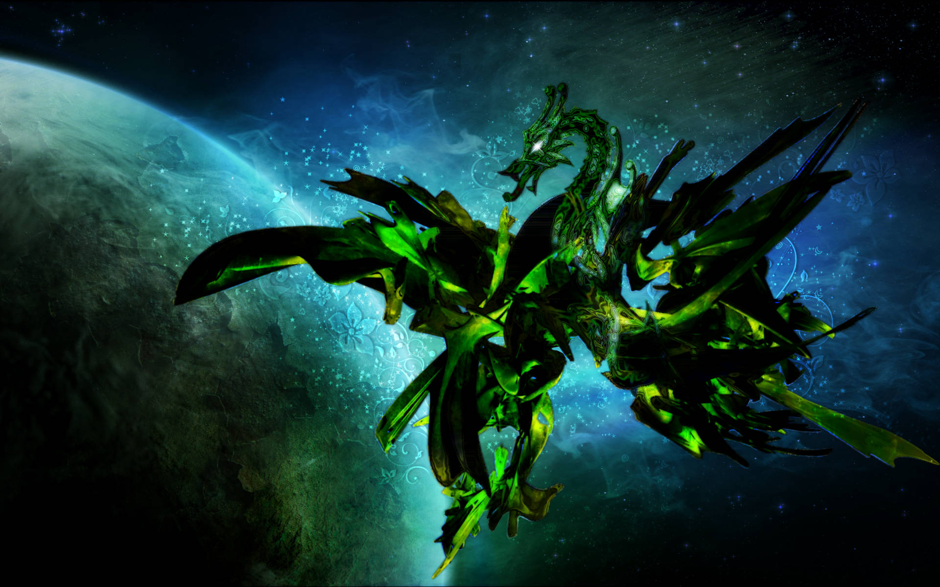 Coolest Dragon, green, space, Full HD Desktop Wallpaper