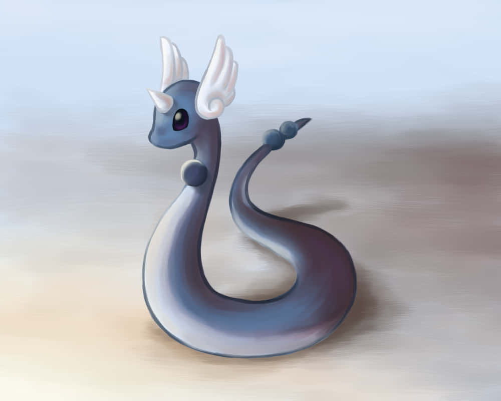 Dragonair, blue, white horns, SD Desktop Wallpaper