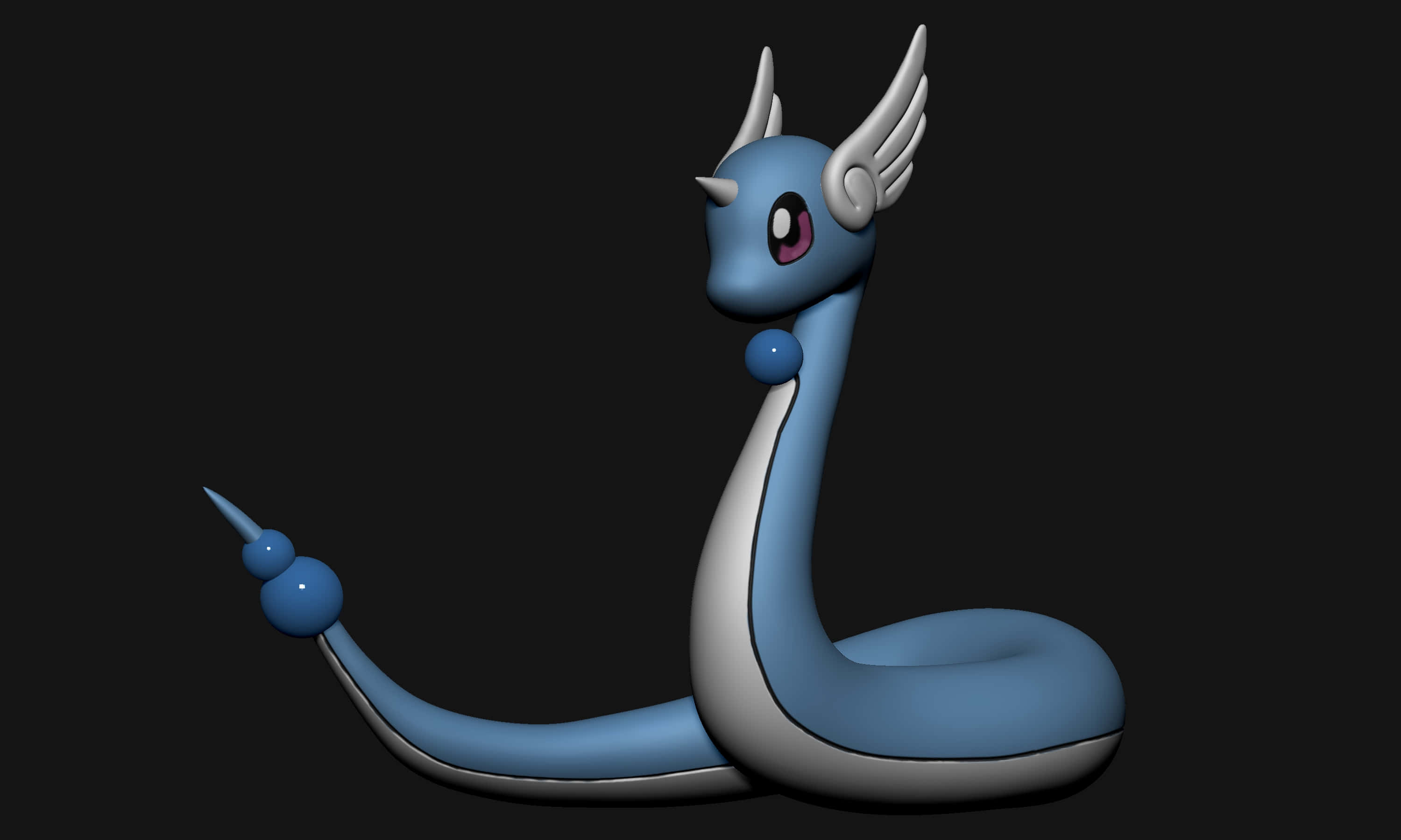 Dragonair, blue, silver, 2K Desktop Wallpaper