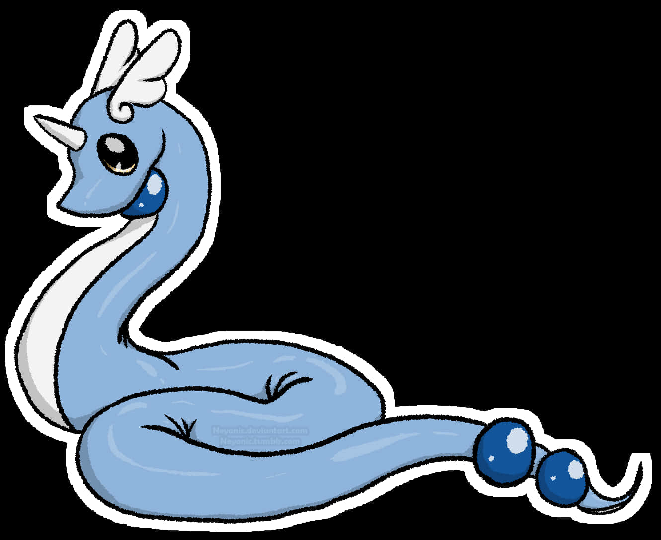 Dragonair, light blue, white horns, HD Desktop Wallpaper