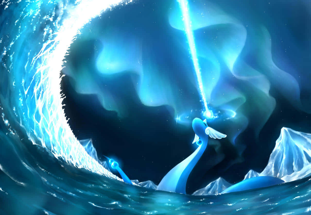 Dragonair, blue light, glowing blue winged creature, HD Desktop Wallpaper