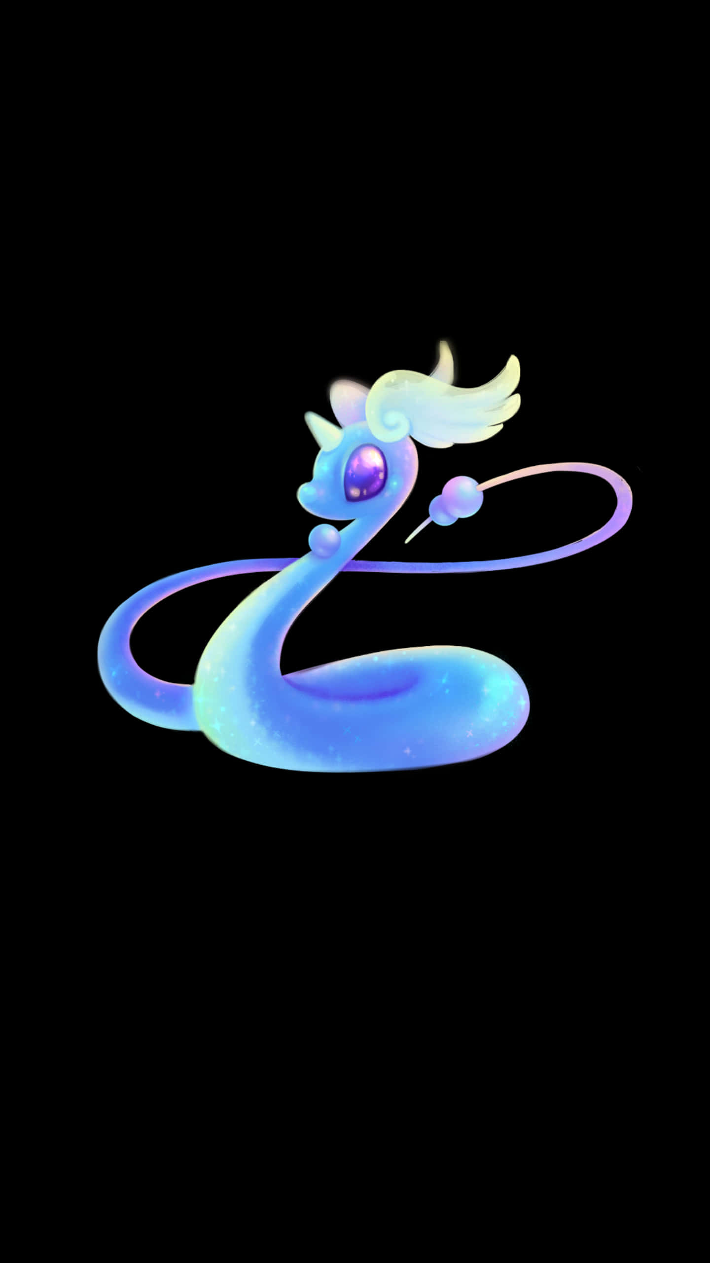 Dragonair, blue, purple, 2K Phone Wallpaper