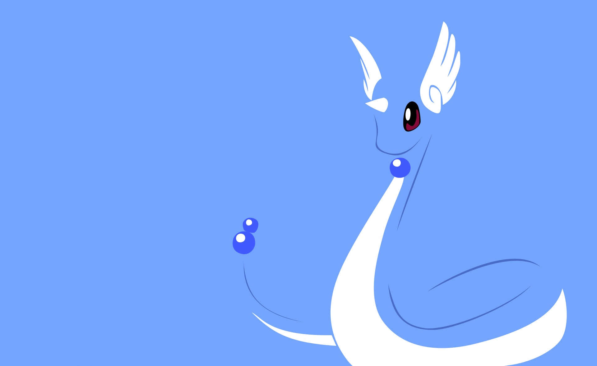 Dragonair, blue background, white dragon, Full HD Desktop Wallpaper