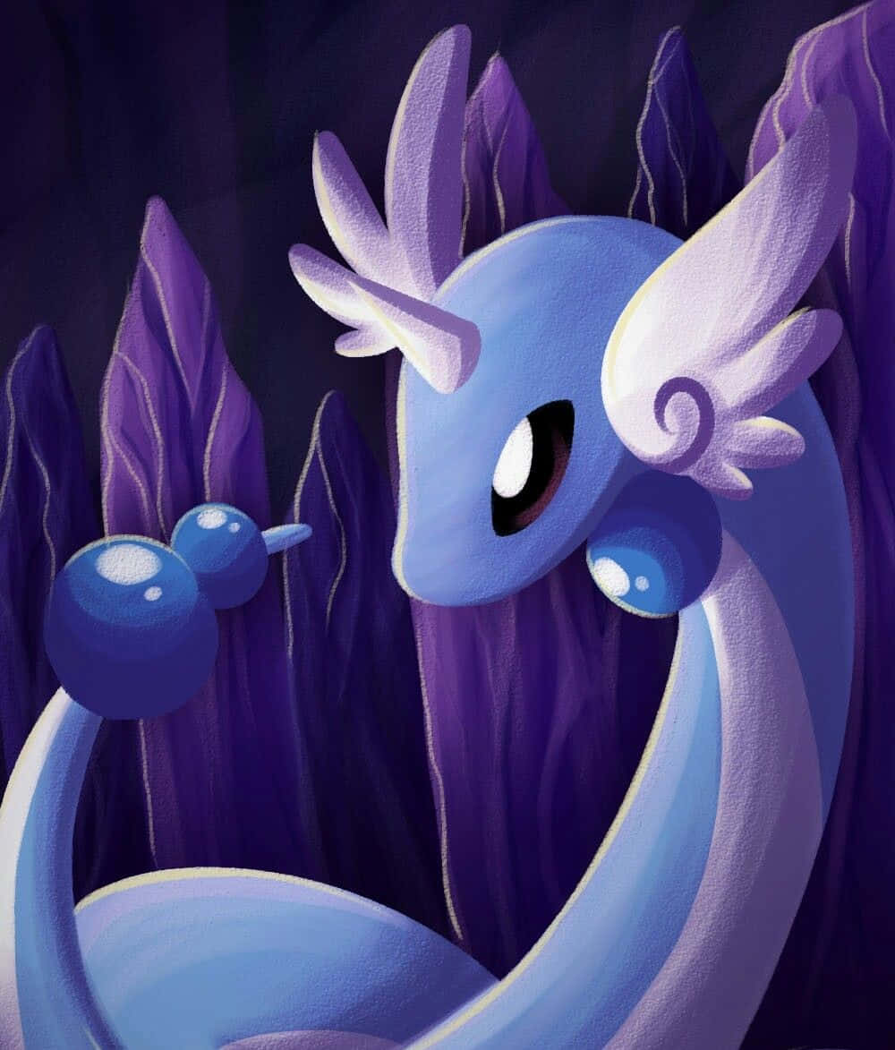 Dragonair, purple background, blue dragon, SD Phone Wallpaper