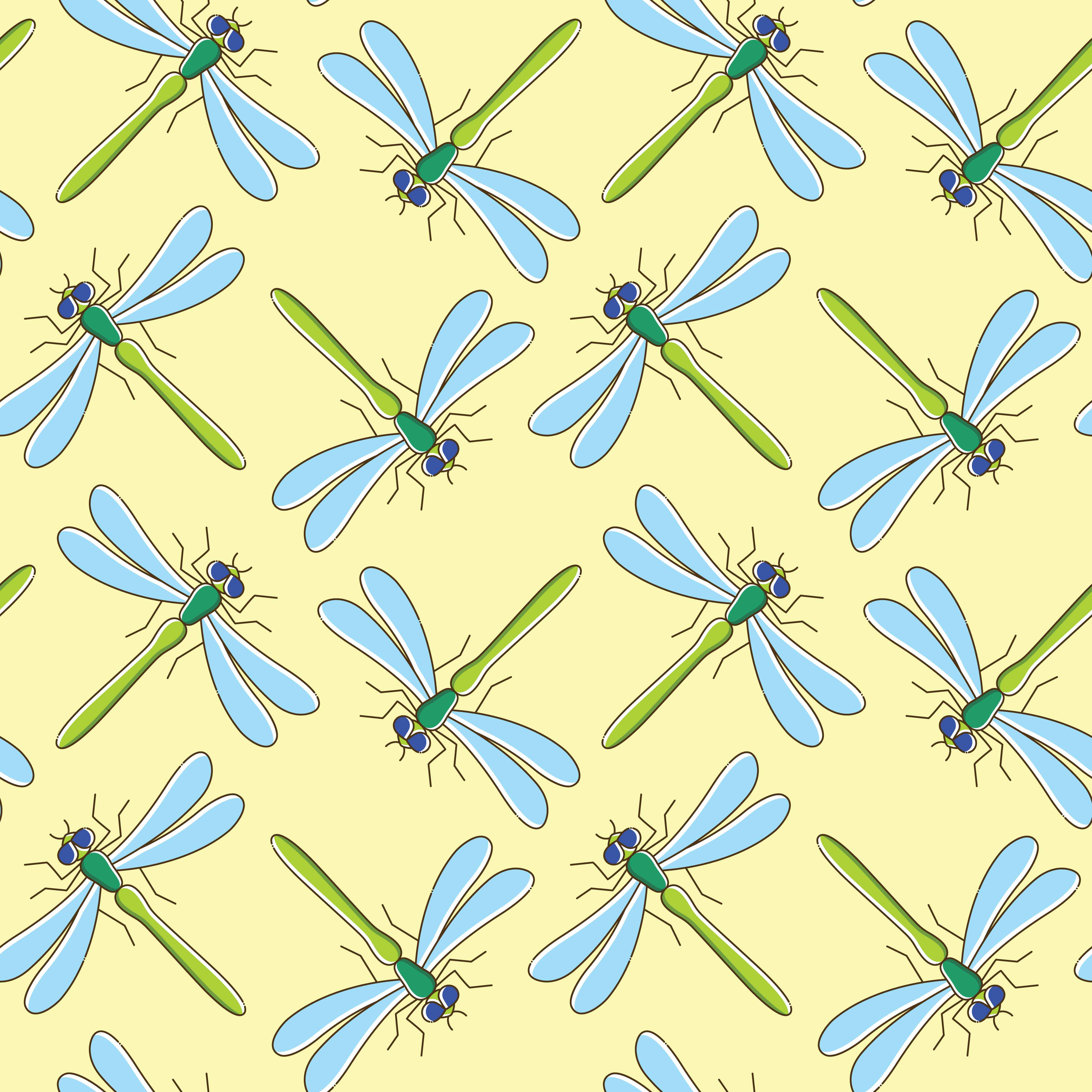 Mellow Dragonfly Pattern, stylized dragonflies, green bodies, 4K Desktop Wallpaper