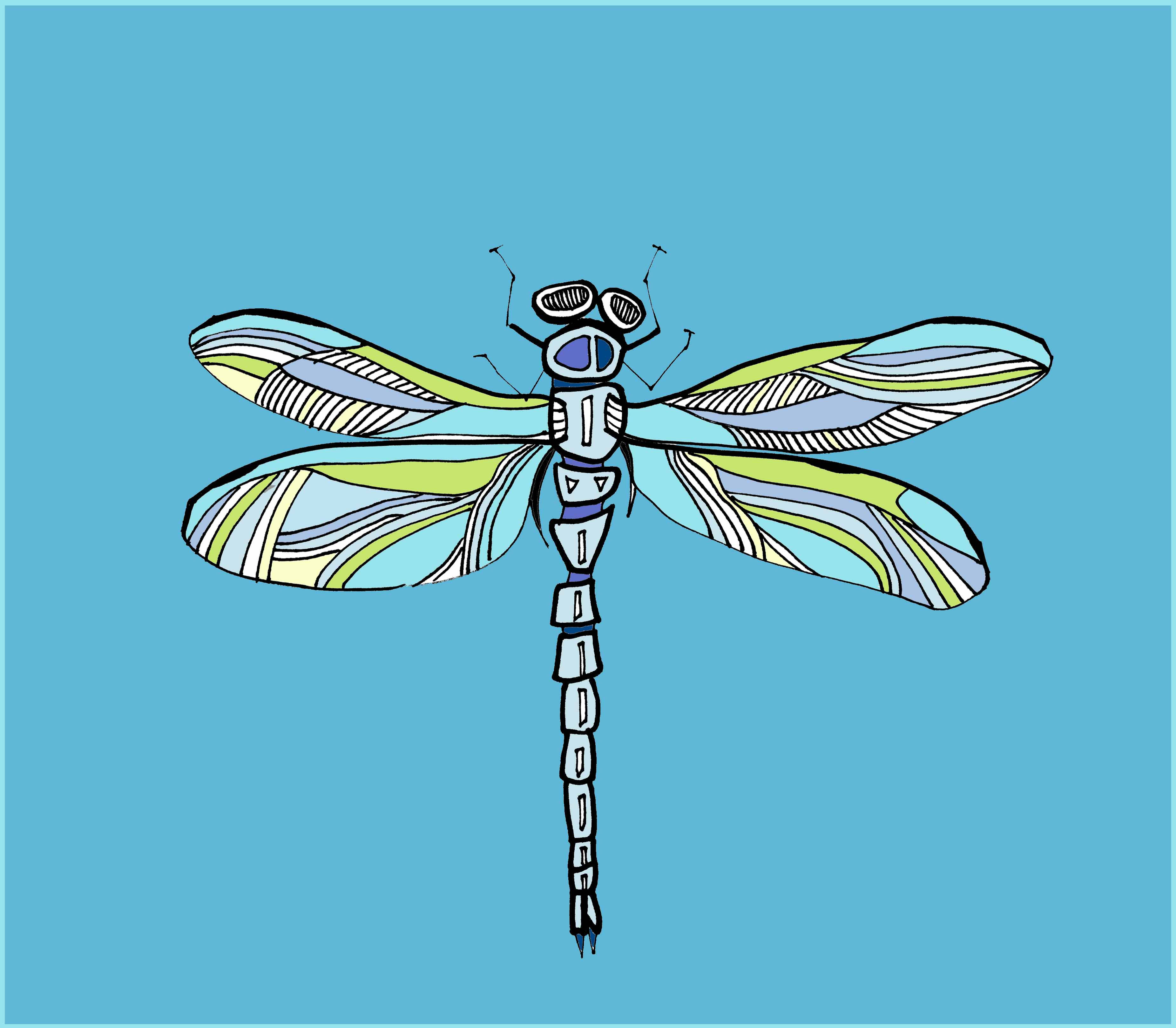 blue dragonfly, vector art, stylized dragonfly, 2K Desktop Wallpaper