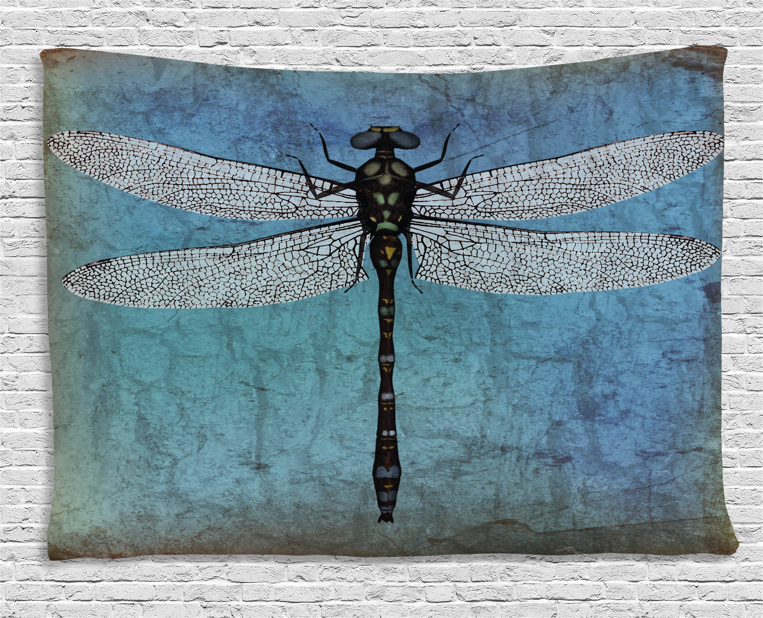 rustic dragonfly tapestry, teal tapestry, textured tapestry, 2K Desktop Wallpaper