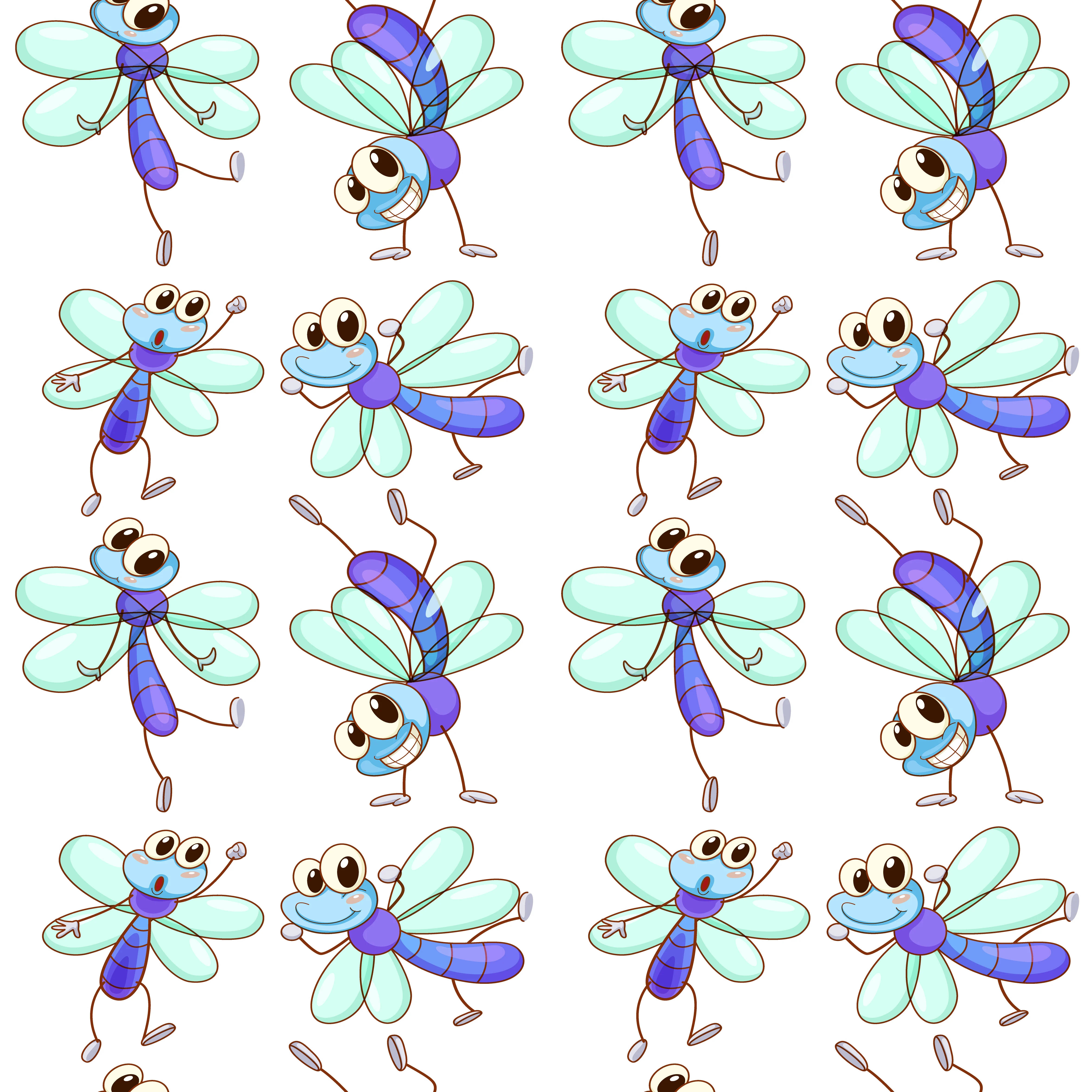 Dragonfly, cartoon pattern, blue bodies, 4K Desktop Wallpaper