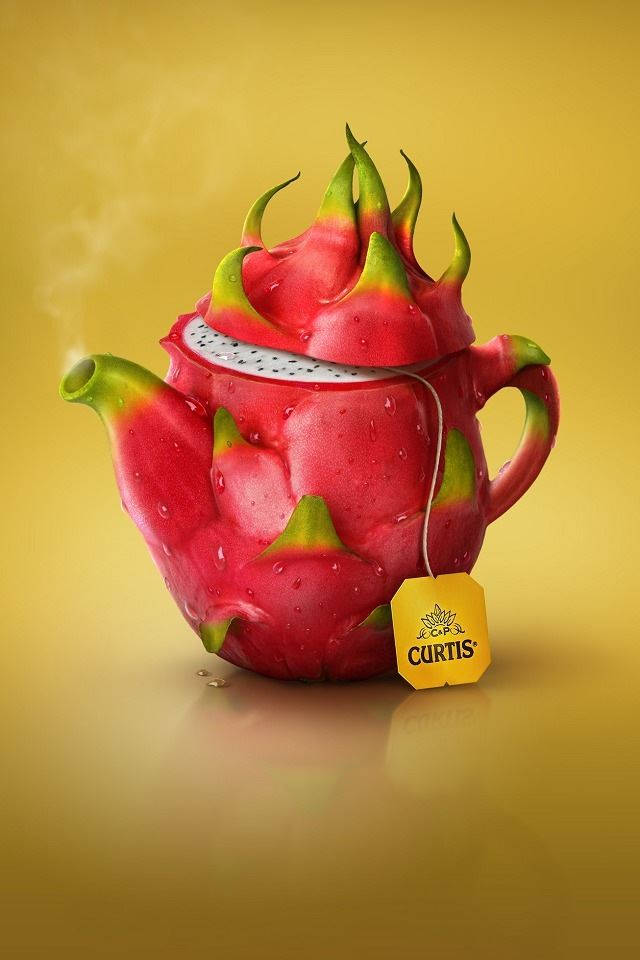 dragon fruit, teapot, Curtis tea tag, SD Phone Wallpaper