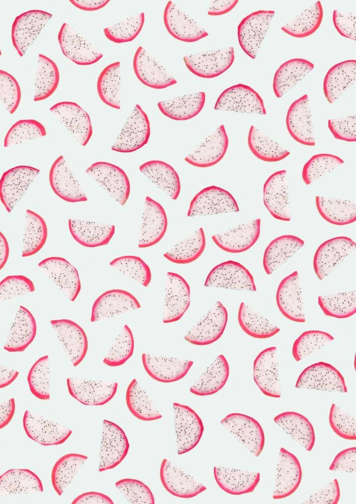 Dragonfruit, pastel aesthetic, pink dragon fruit slices, SD Phone Wallpaper