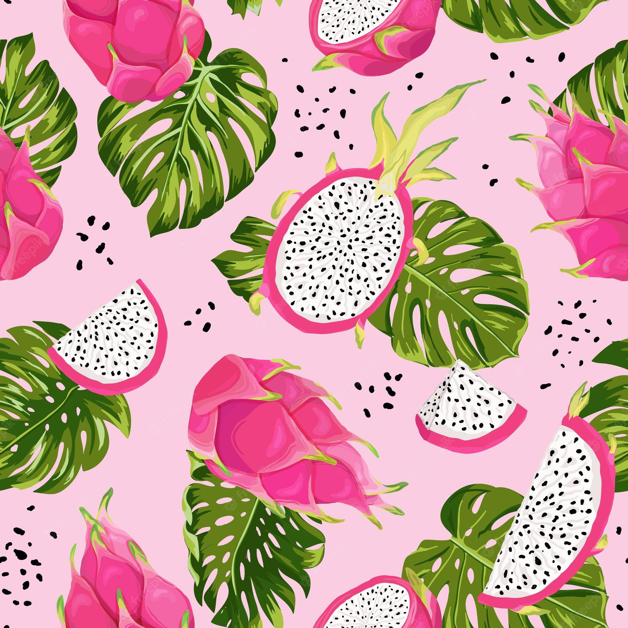 Dragonfruit, tropical pattern, pink dragon fruit, Full HD Desktop Wallpaper