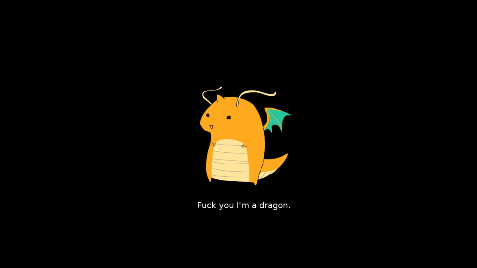 Dragonite, orange cartoon dragon, green wings, Full HD Desktop Wallpaper