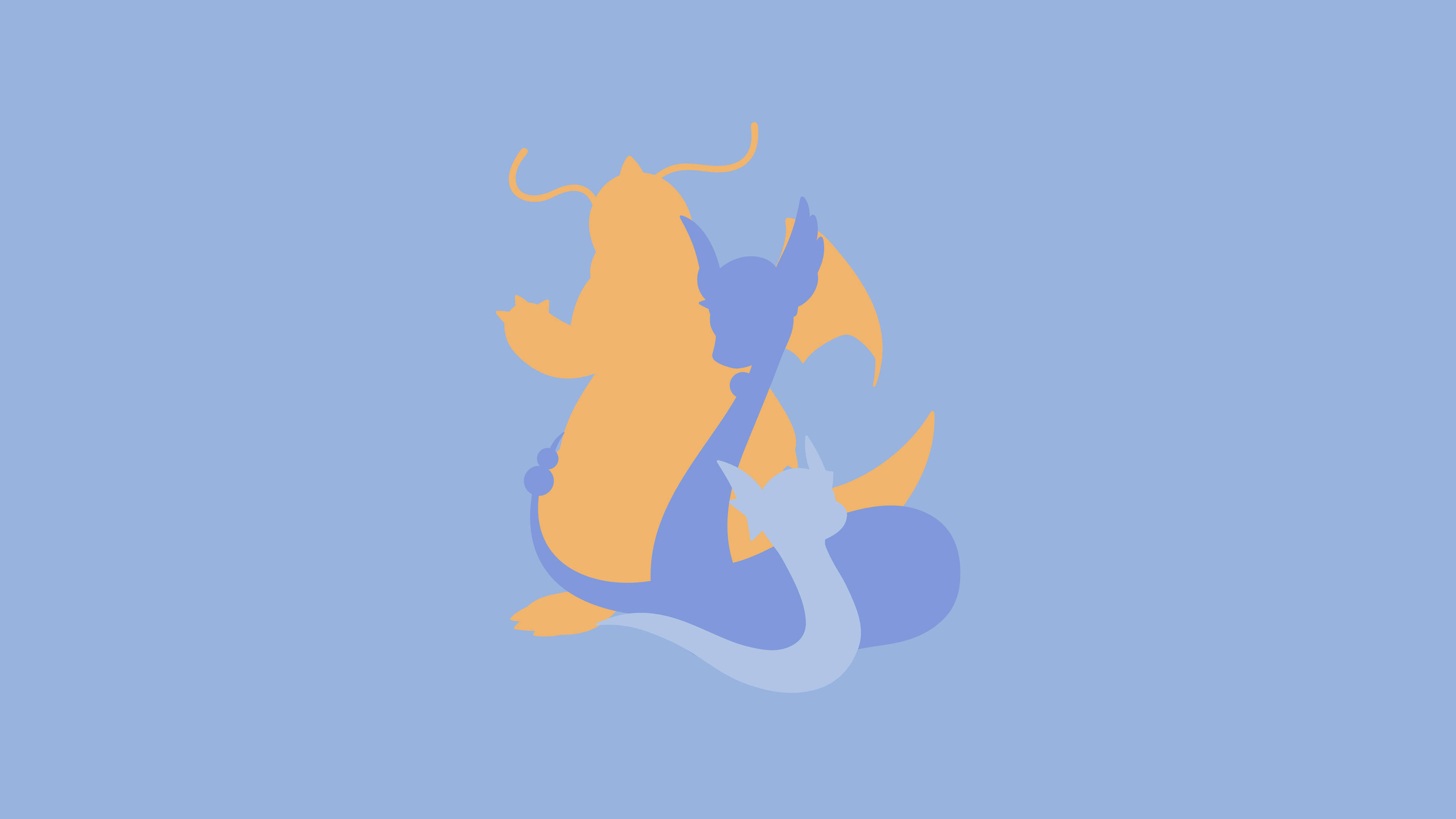 Dragonite, orange, blue, 4K Desktop Wallpaper