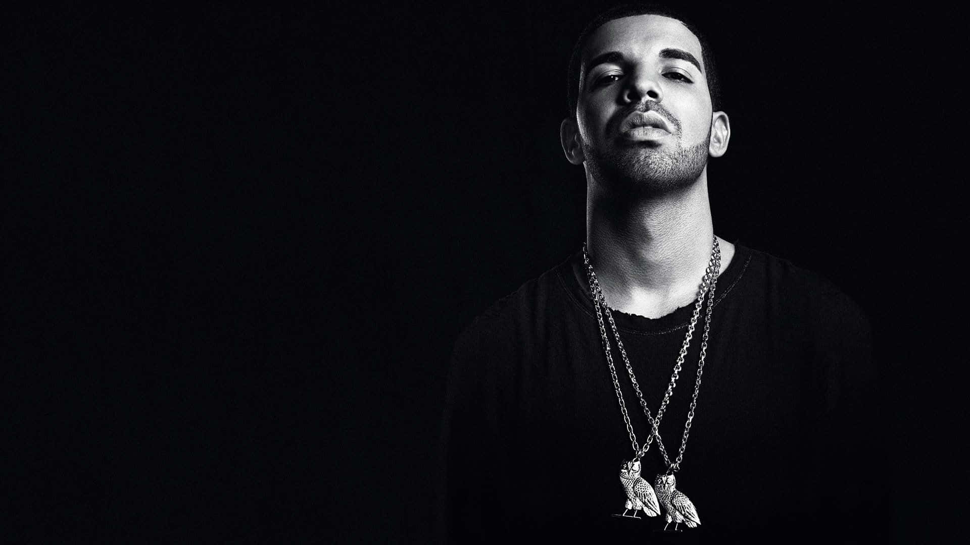 Drake Computer, black and white portrait, man with closed eyes, Full HD Desktop Wallpaper