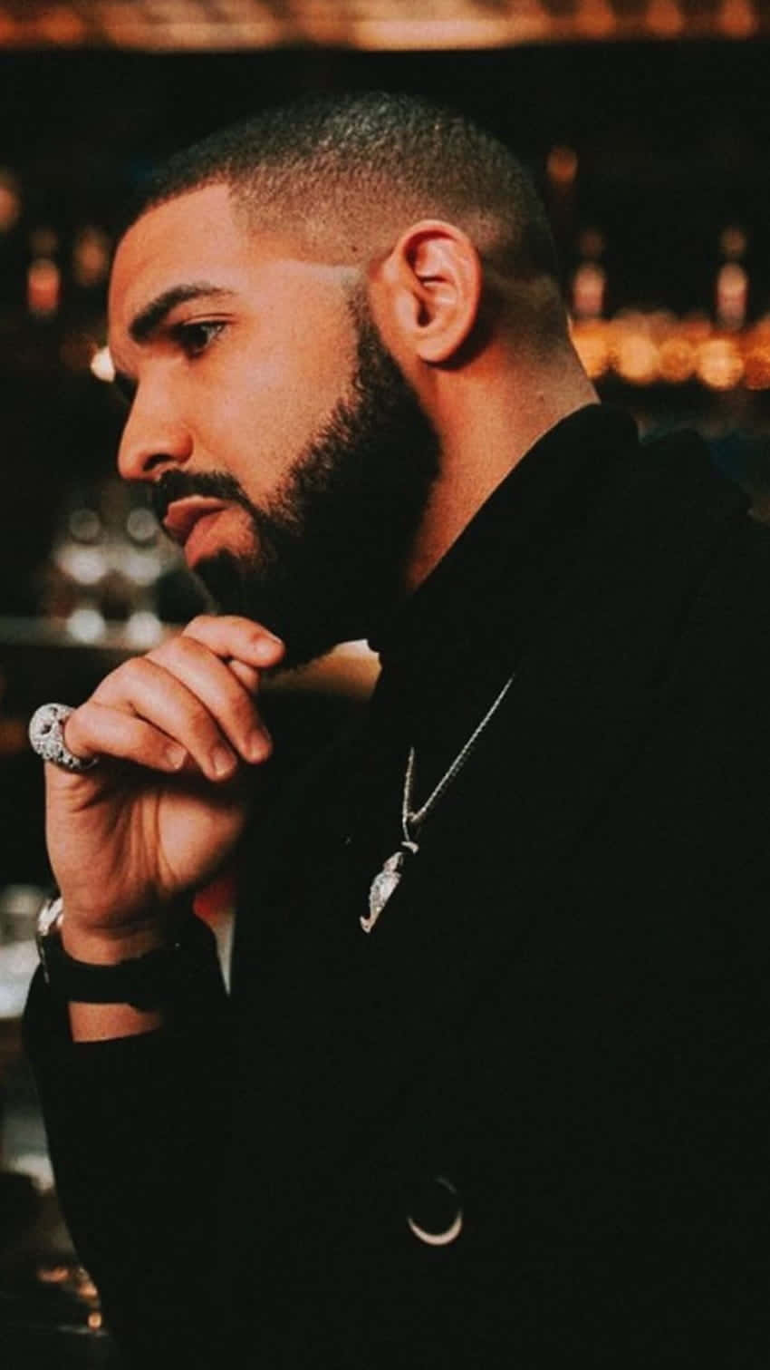 Drake, black suit, diamond jewelry, HD Phone Wallpaper