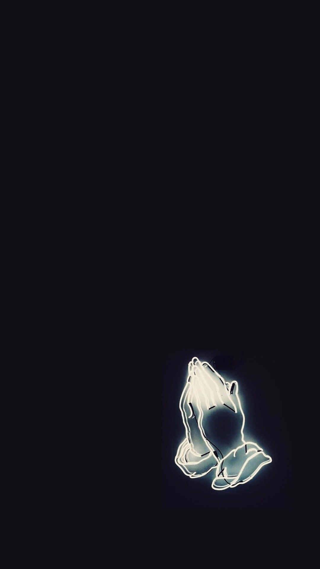 Drake, neon outline, hands clasped in prayer, Full HD Phone Wallpaper