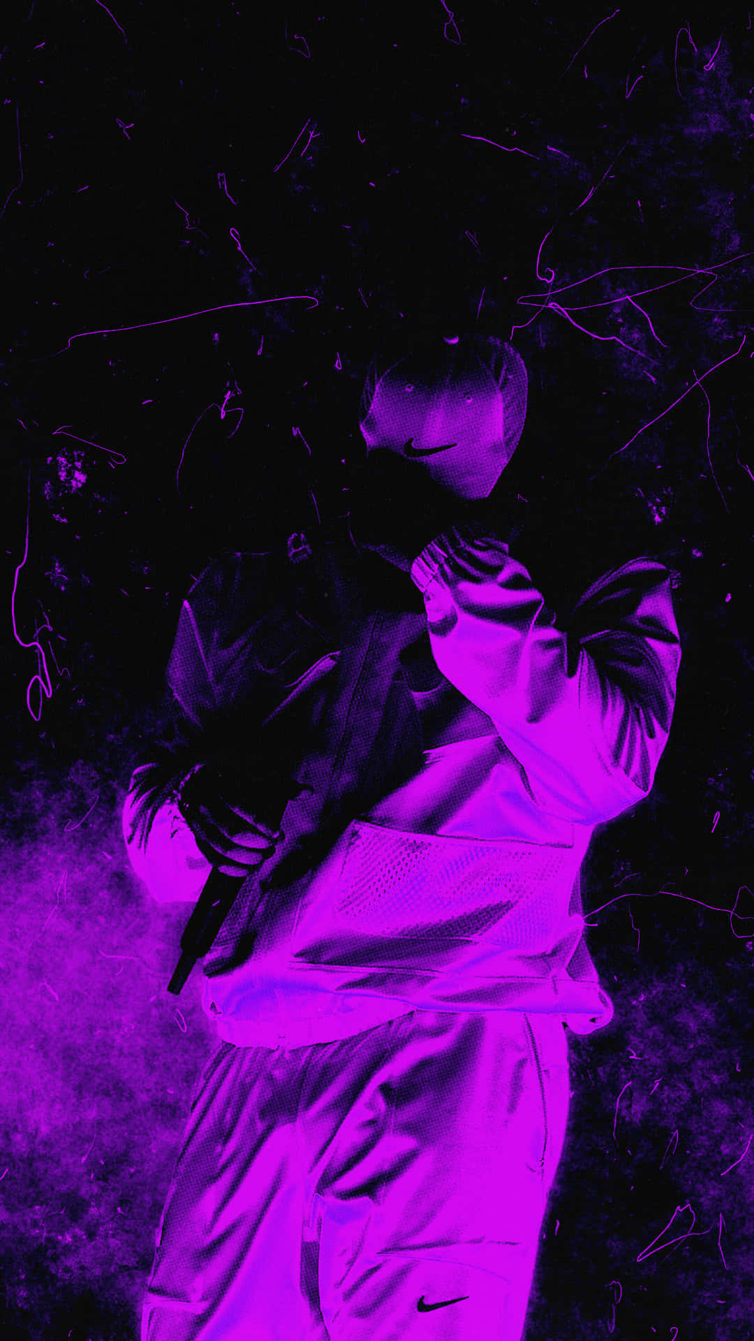Aesthetic Drake, glowing purple Nike tracksuit, neon streaks, Full HD Phone Wallpaper