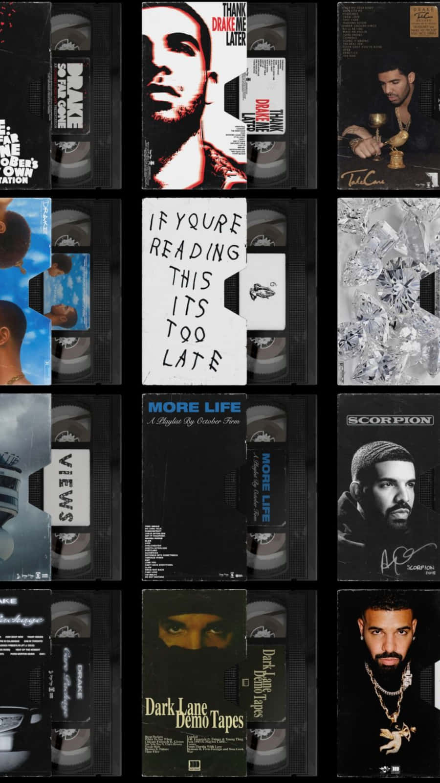 Drake, VHS tape album covers, bold text, HD Phone Wallpaper