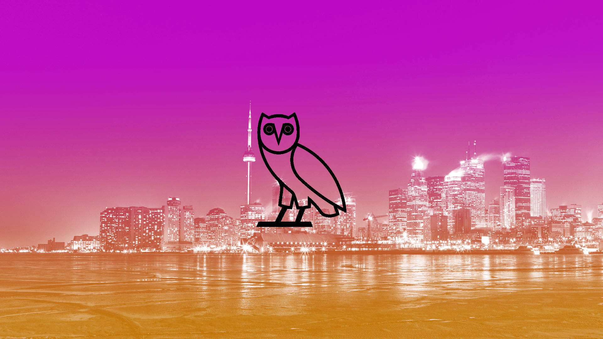 OVO, owl logo, cityscape, Full HD Desktop Wallpaper
