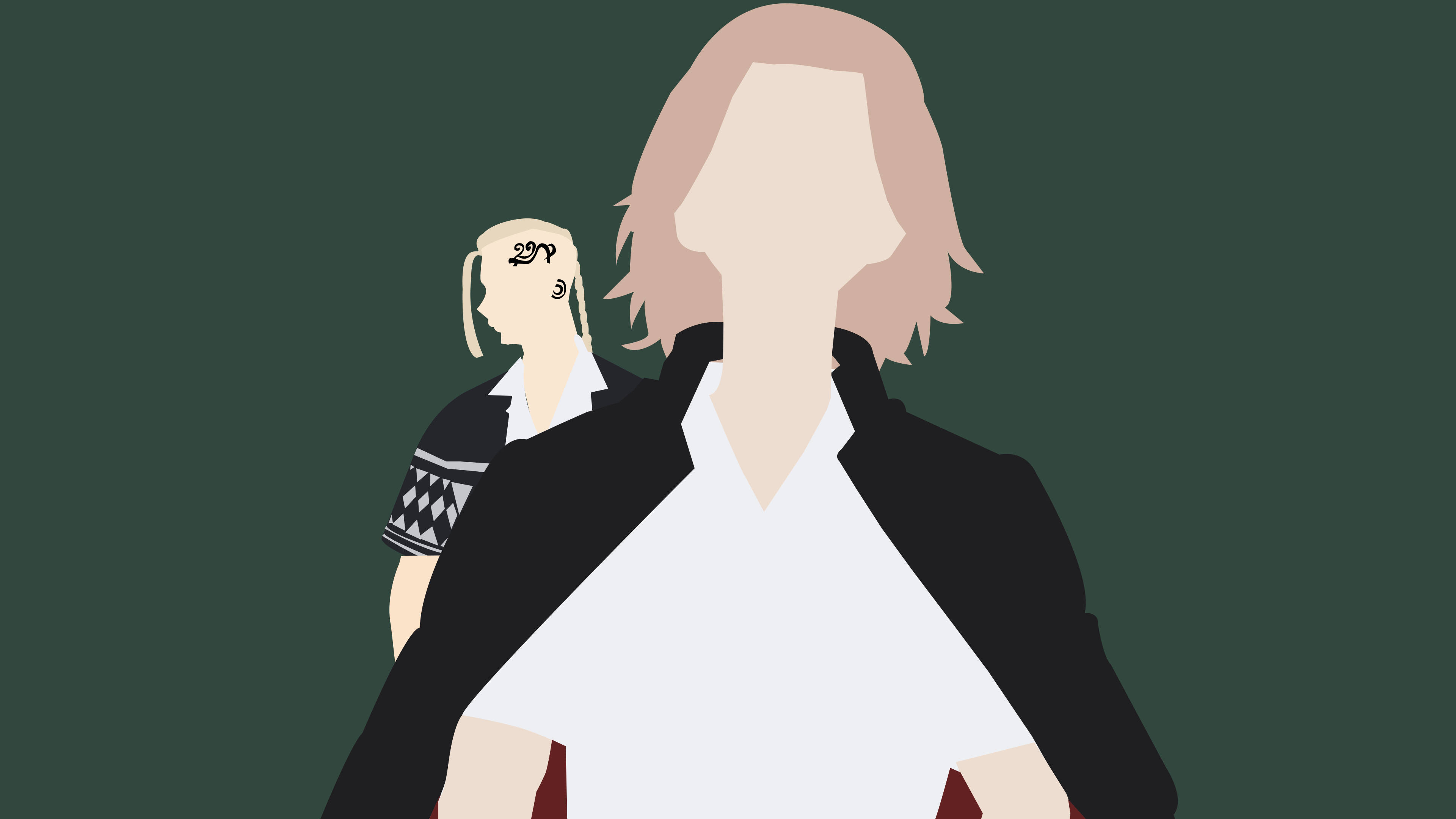Draken Tokyo Revengers, vector art, dark green background, 4K Desktop Wallpaper