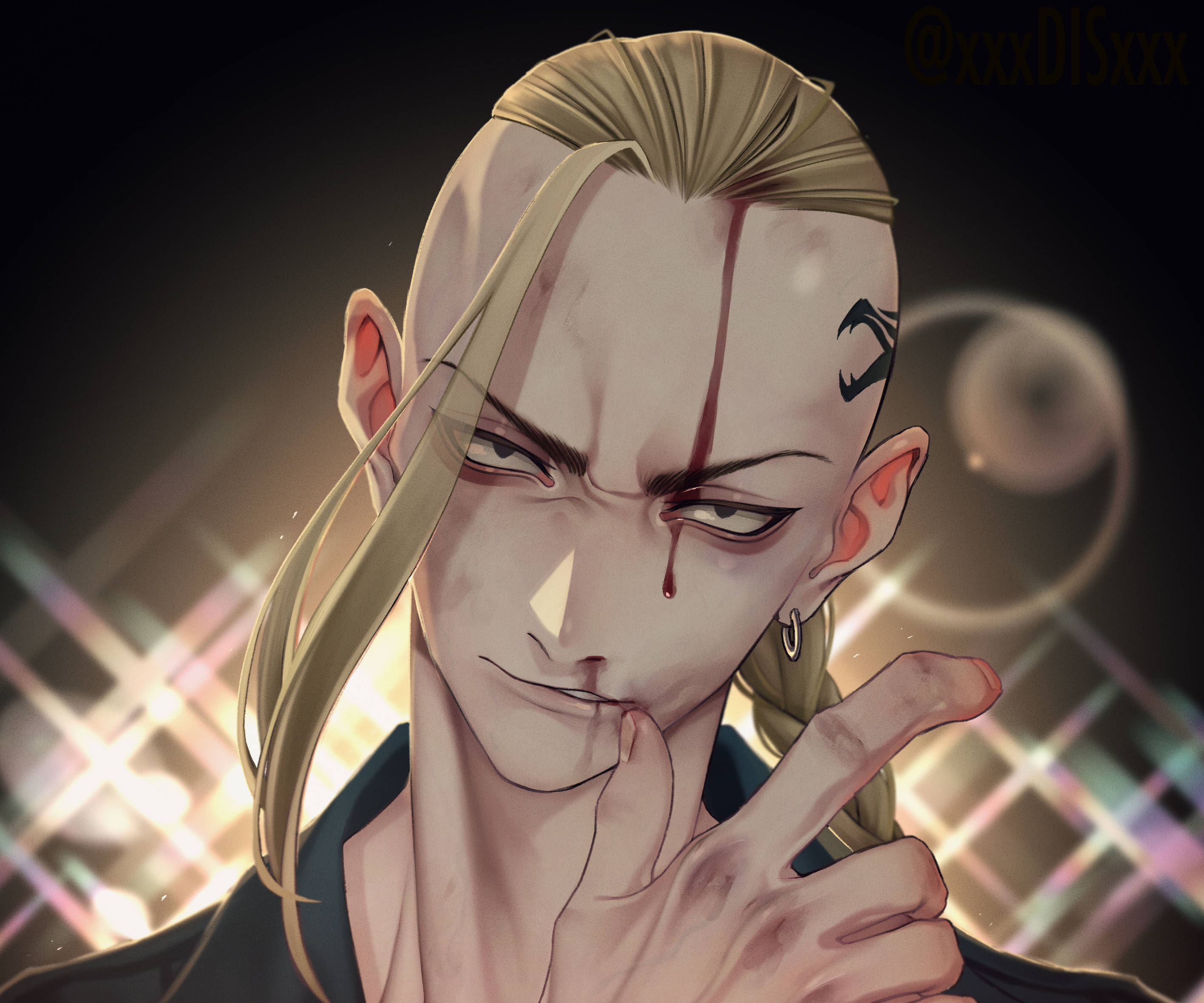 Draken Tokyo Revengers, blonde hair, blood streak, 2K Desktop Wallpaper