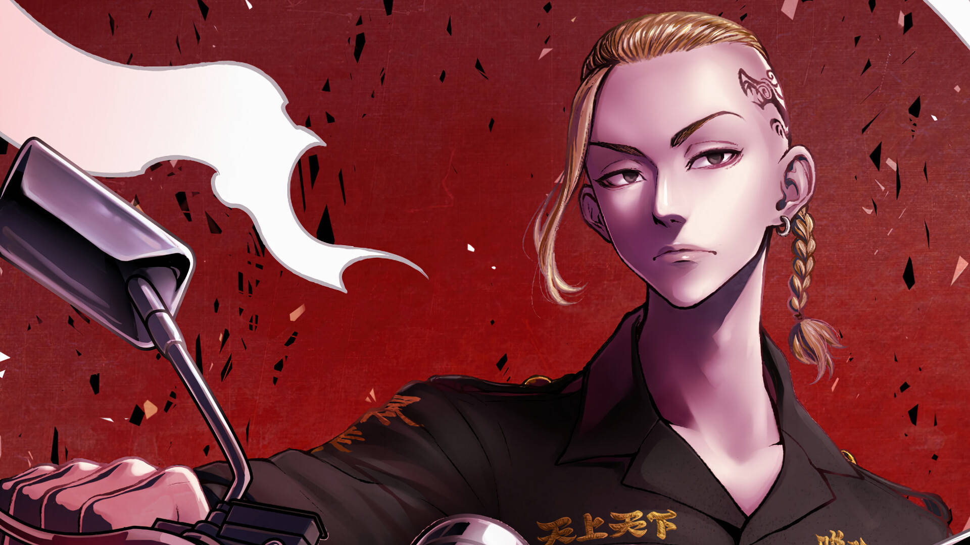 Draken Tokyo Revengers, red background, anime character, Full HD Desktop Wallpaper