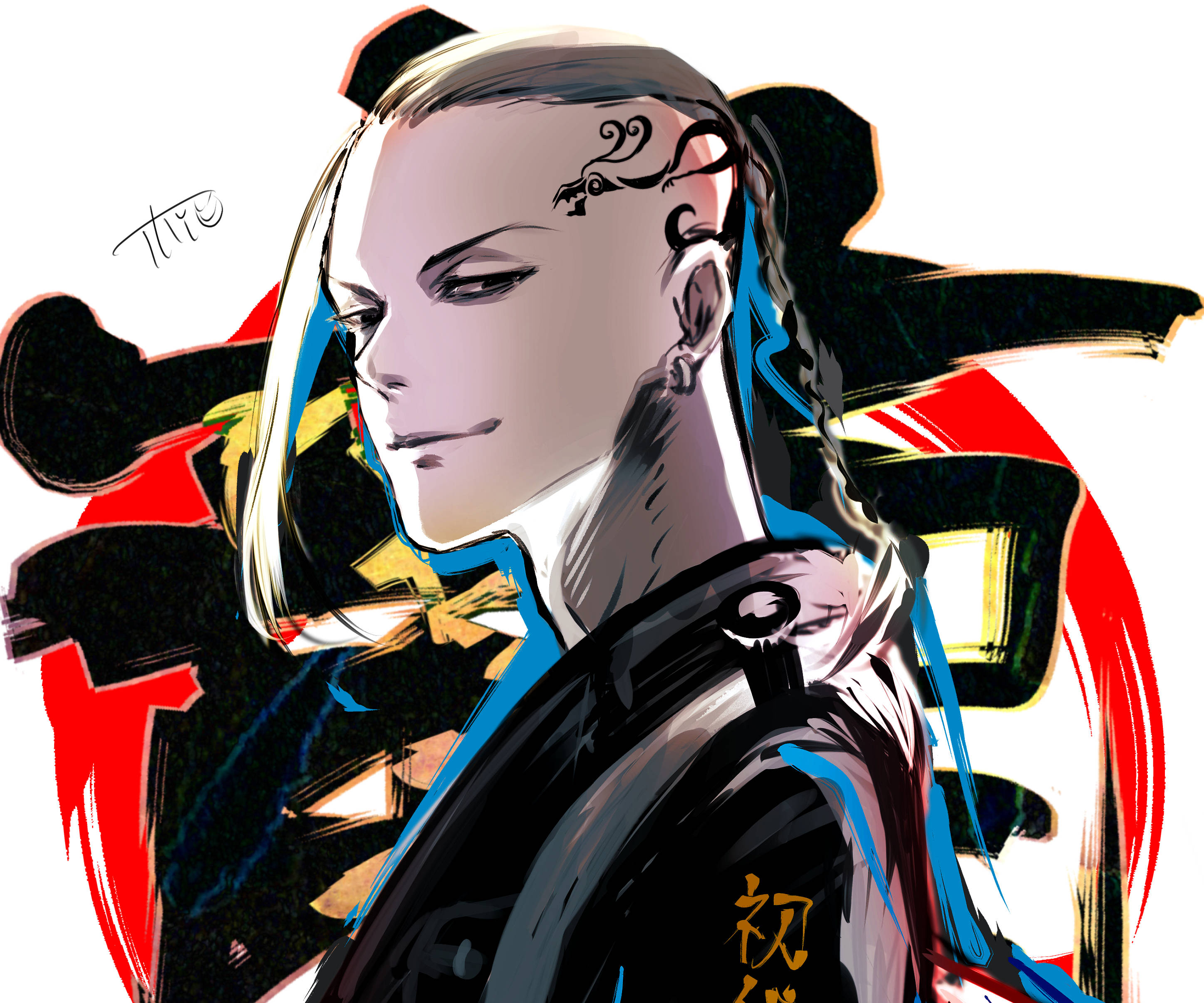 Draken Tokyo Revengers, pop art, pale skin, 2K Desktop Wallpaper