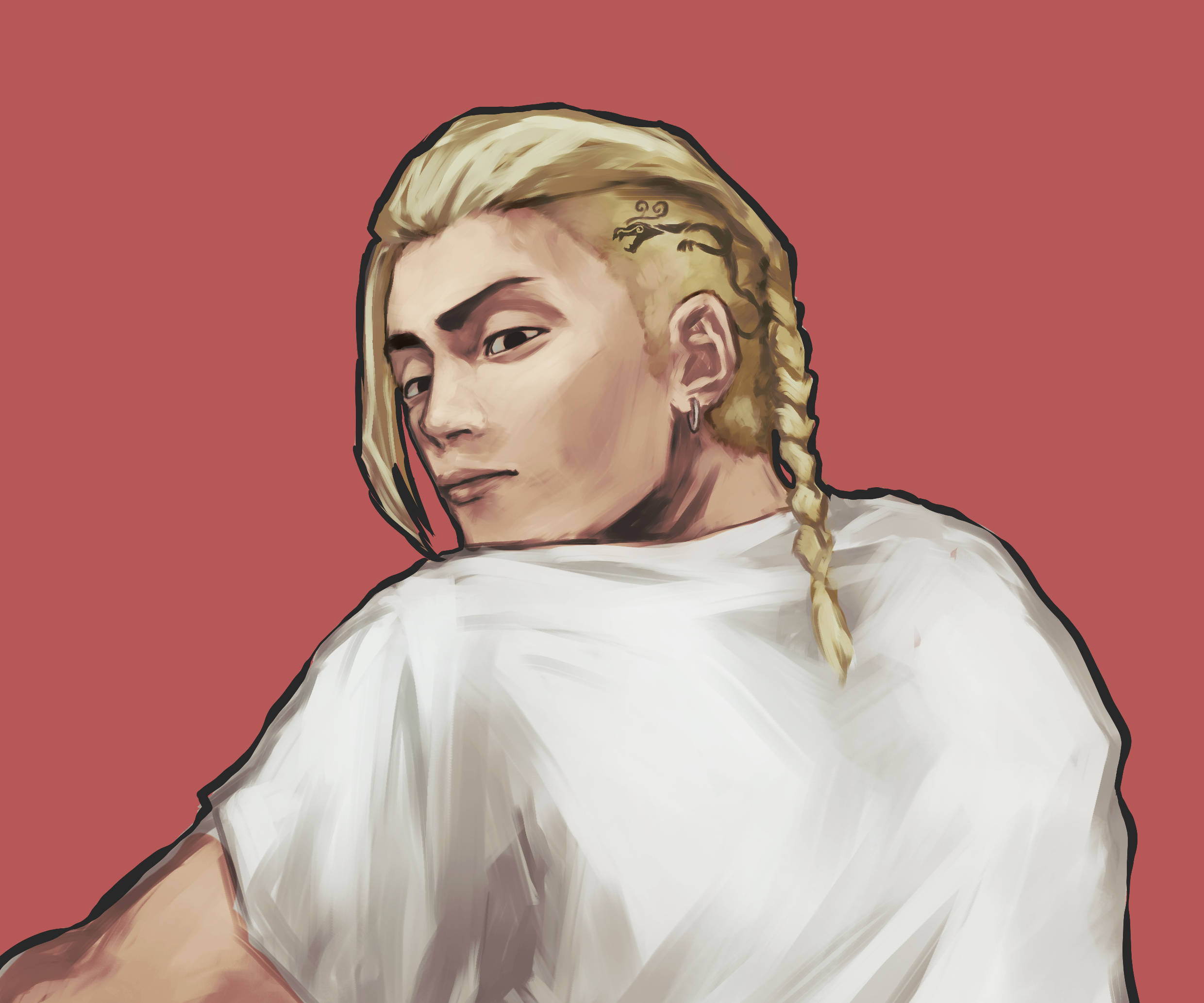 Draken Tokyo Revengers, white shirt, blonde braided hair, Full HD Desktop Wallpaper