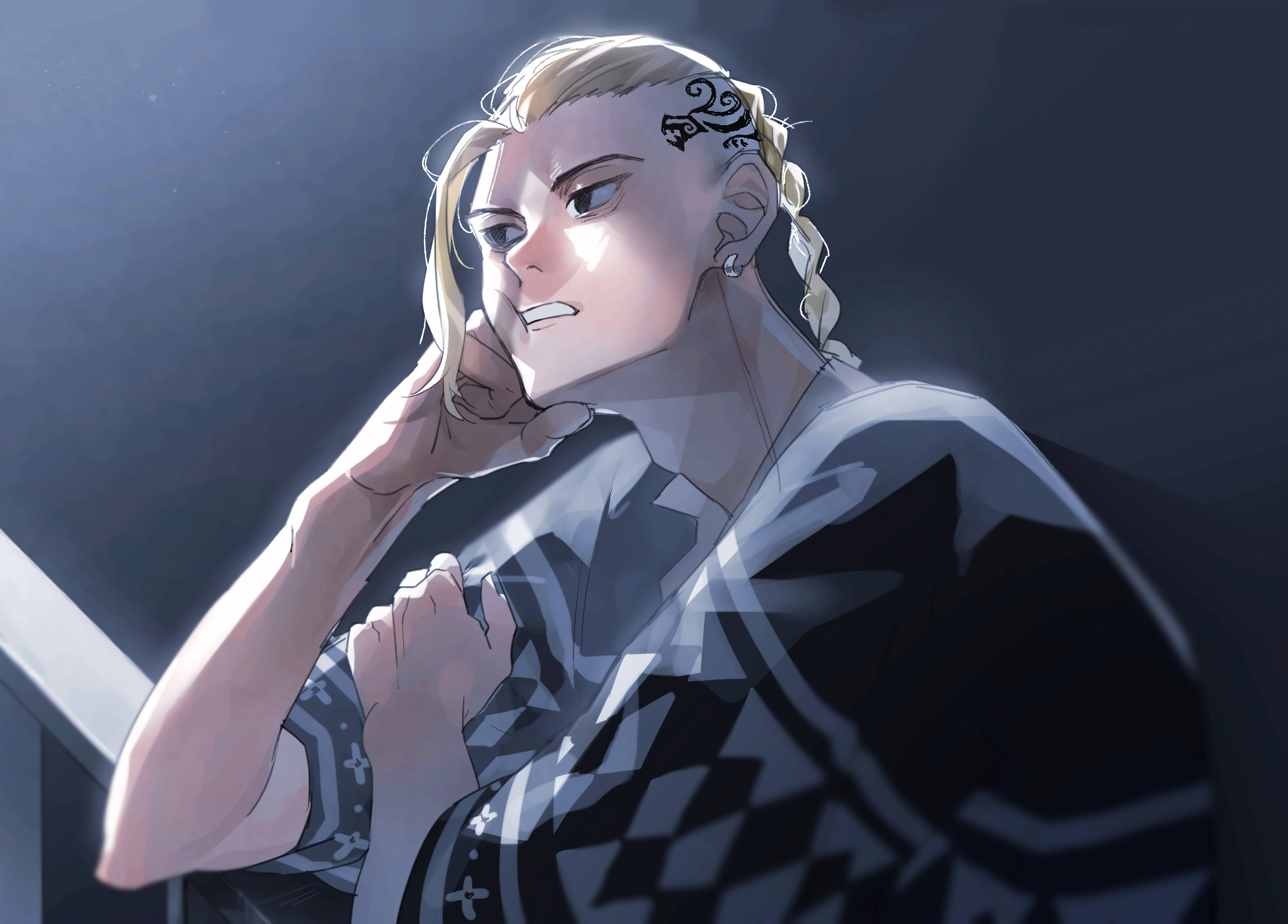 Draken Tokyo Revengers, blonde anime character, tattooed head, 5K Desktop Wallpaper