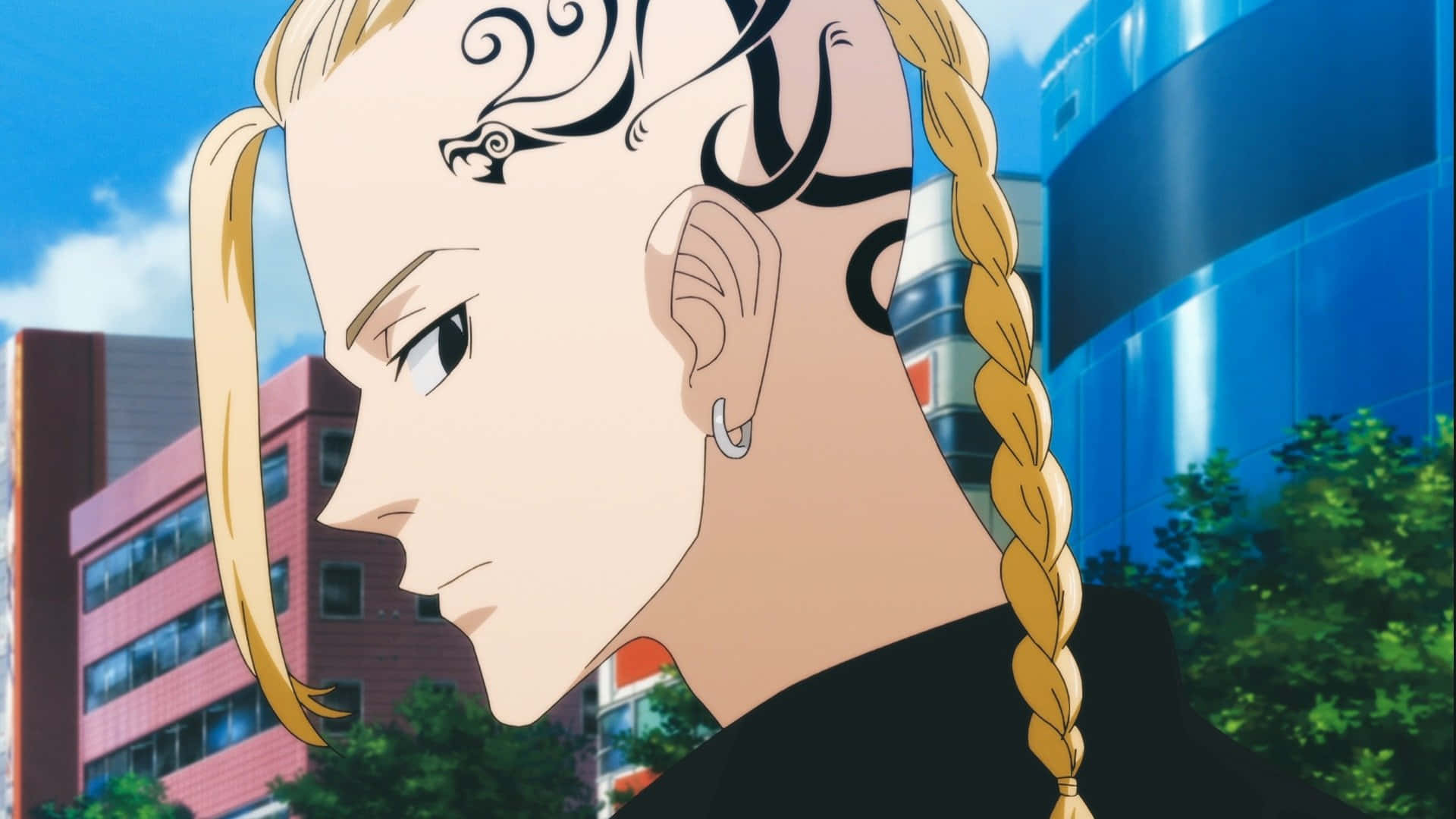 Draken Tokyo Revengers, blonde braided hair, intricate skull tattoos, Full HD Desktop Wallpaper
