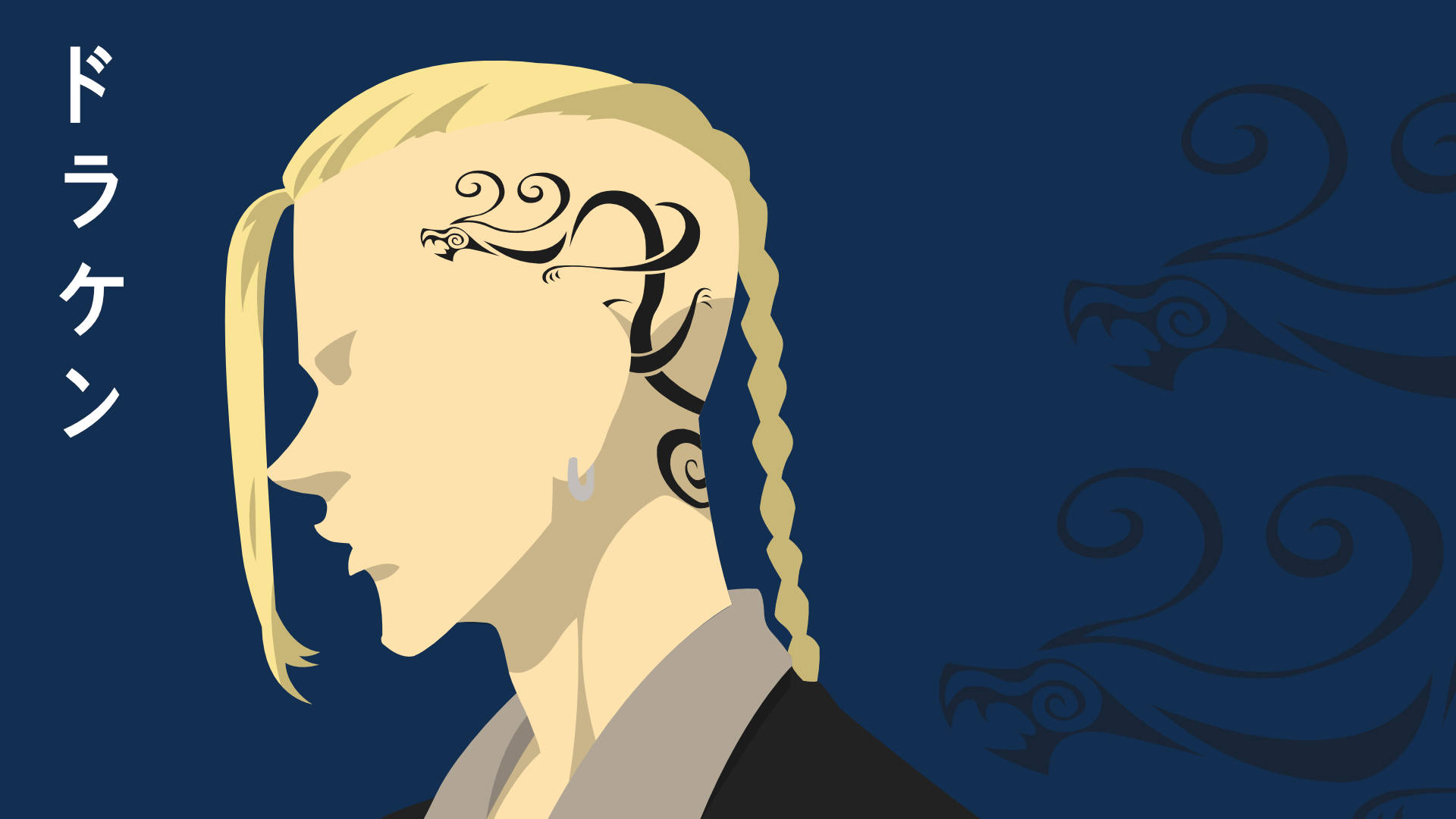 Draken, blonde-haired figure, intricate dragon tattoos, Full HD Desktop Wallpaper