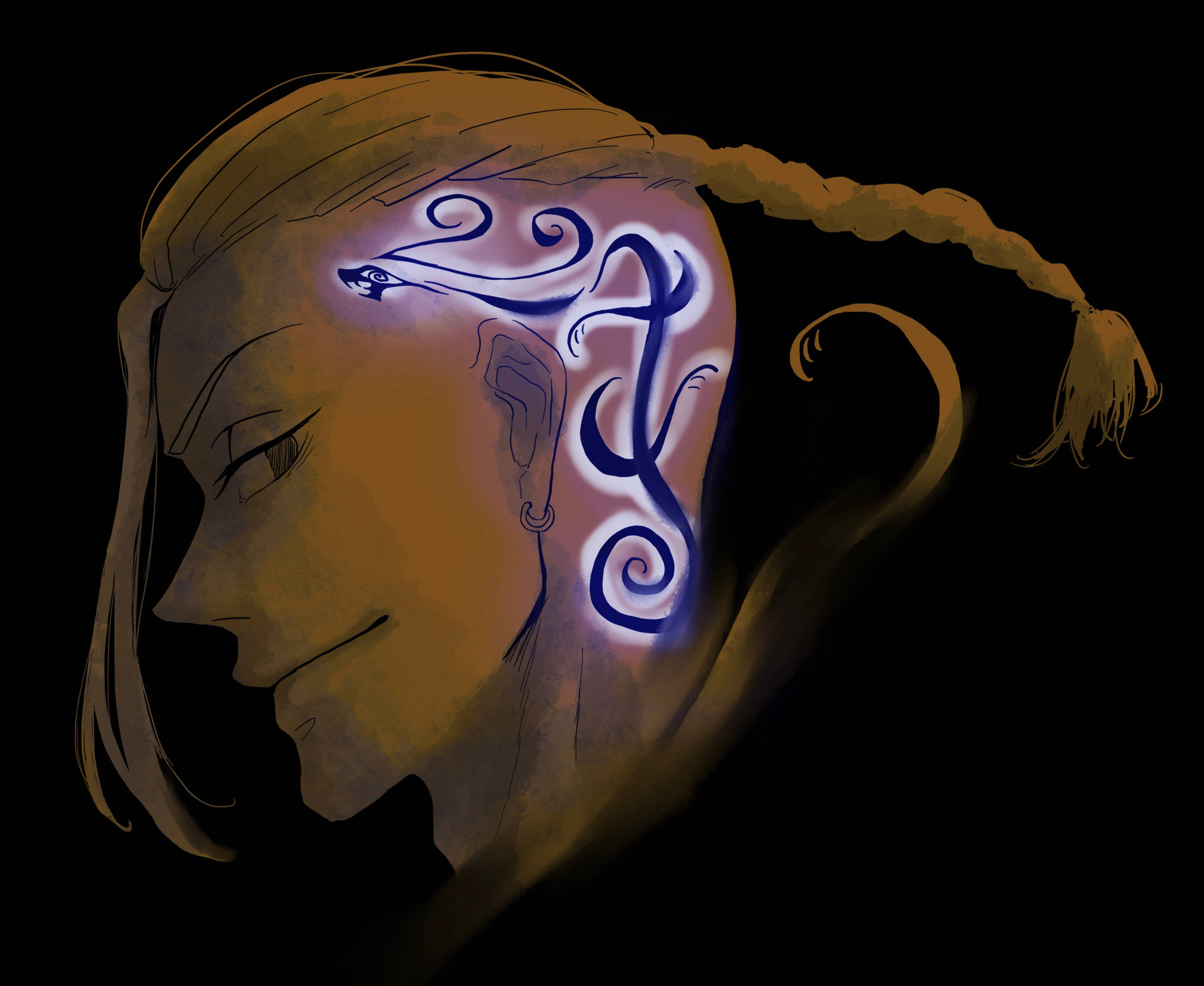 Draken, black, glowing blue tribal tattoos, Full HD Desktop Wallpaper