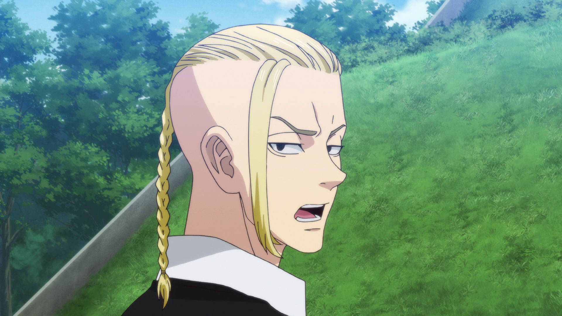 Draken, blonde anime character, braided ponytail, Full HD Desktop Wallpaper