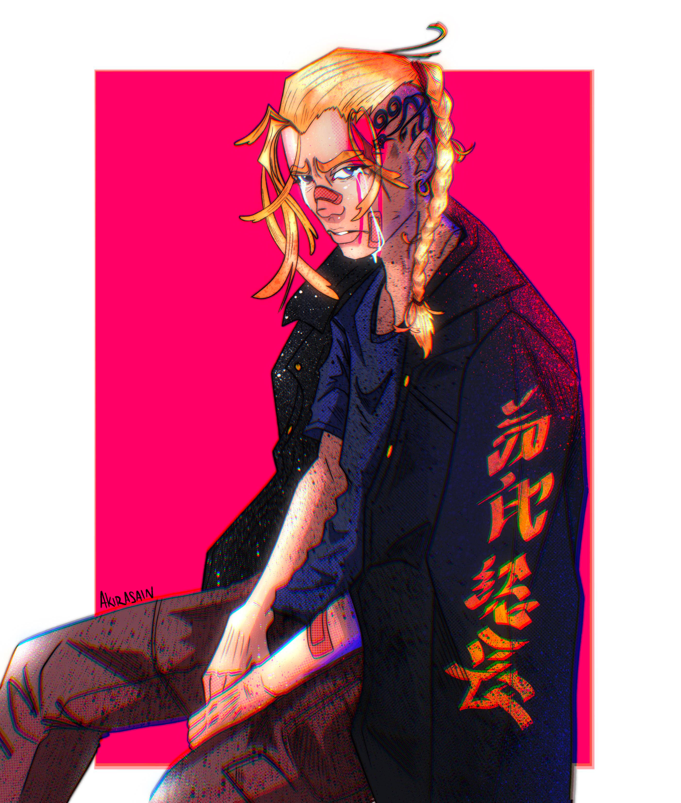 Draken, blonde braided hair, red markings, 2K Phone Wallpaper