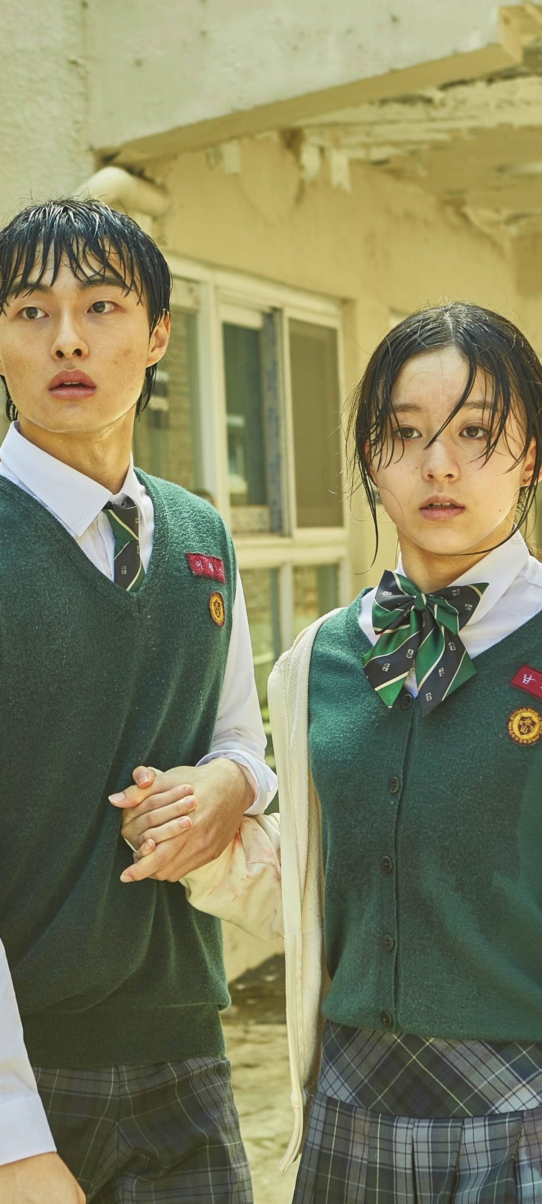Popular Phone All Of US Are Dead, green school uniforms, weathered building, Full HD Phone Wallpaper
