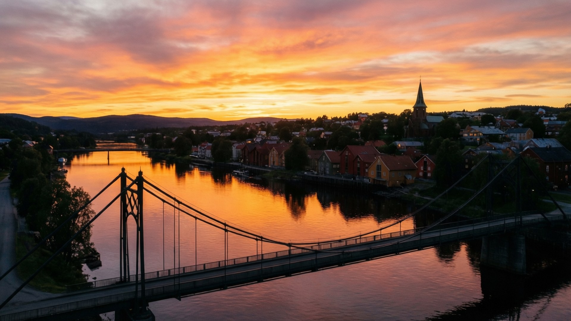 Drammen, sunset, panorama, Full HD Desktop Wallpaper