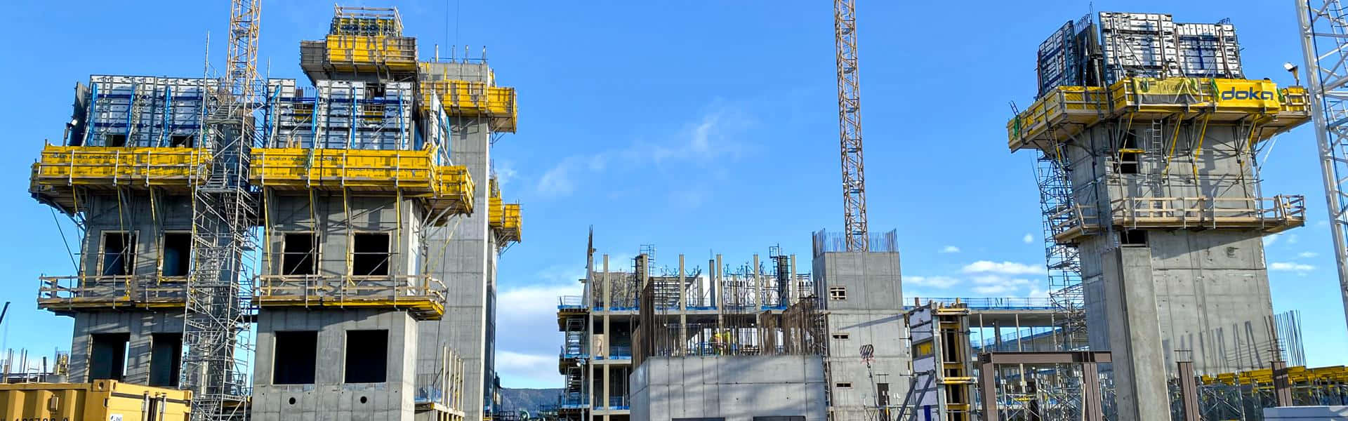 Drammen, construction site, concrete construction towers, Full HD Desktop Wallpaper