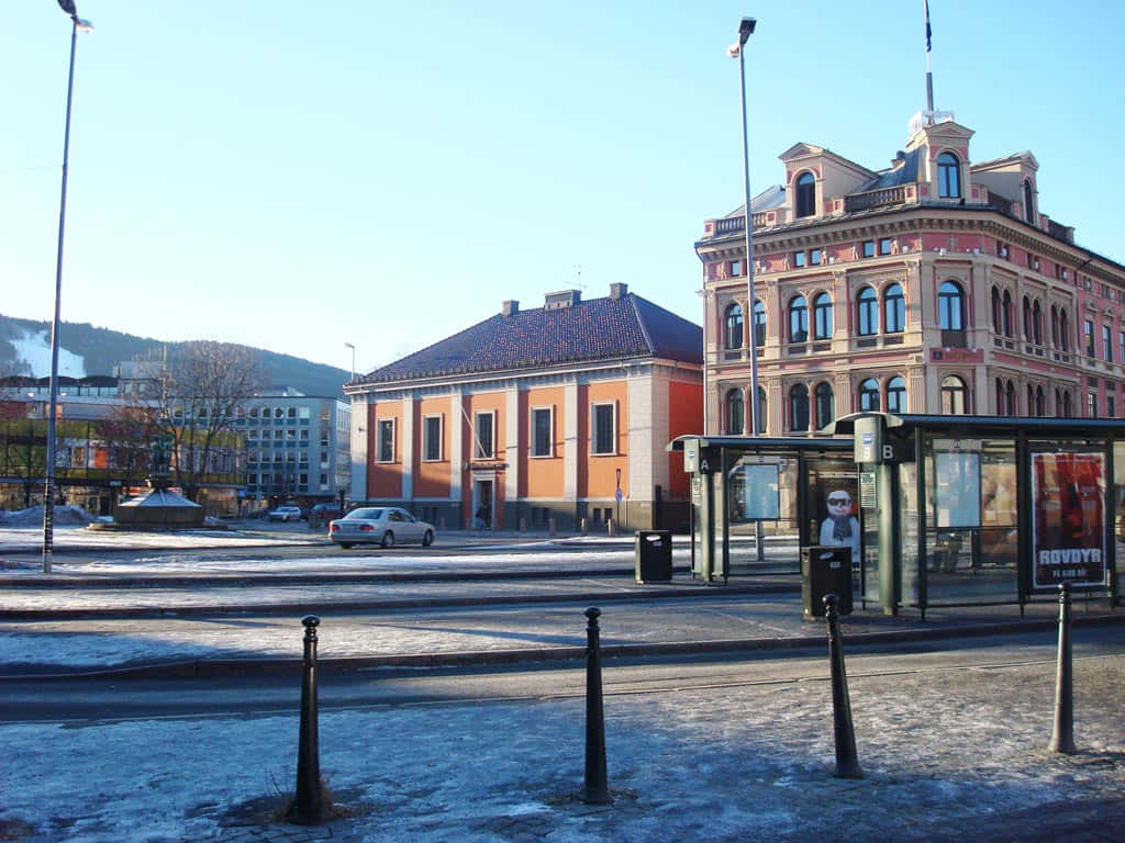Drammen, cityscape, winter morning, SD Desktop Wallpaper