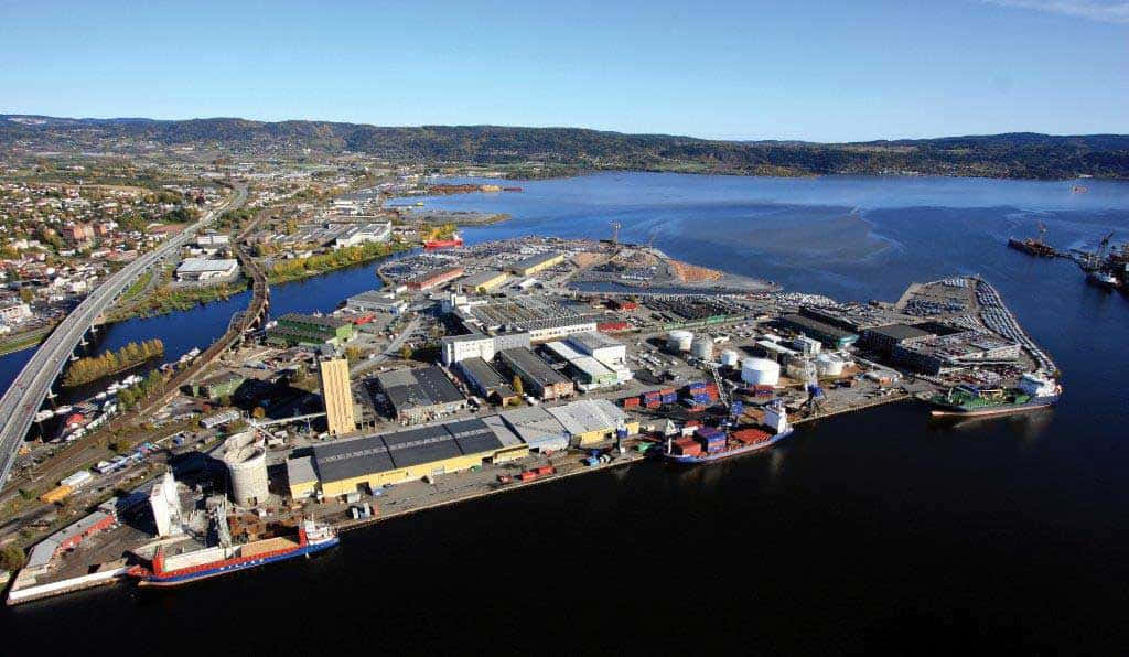 Drammen, waterfront, aerial view, SD Desktop Wallpaper