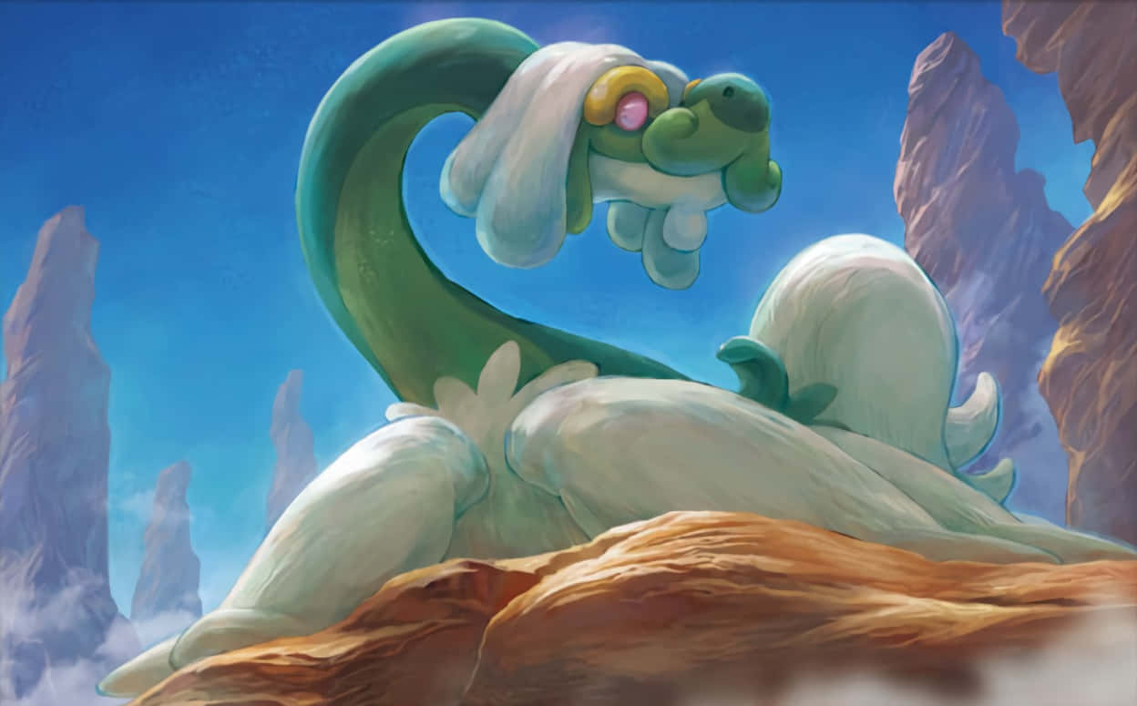 Drampa, rocky cliff, green and white, SD Desktop Wallpaper